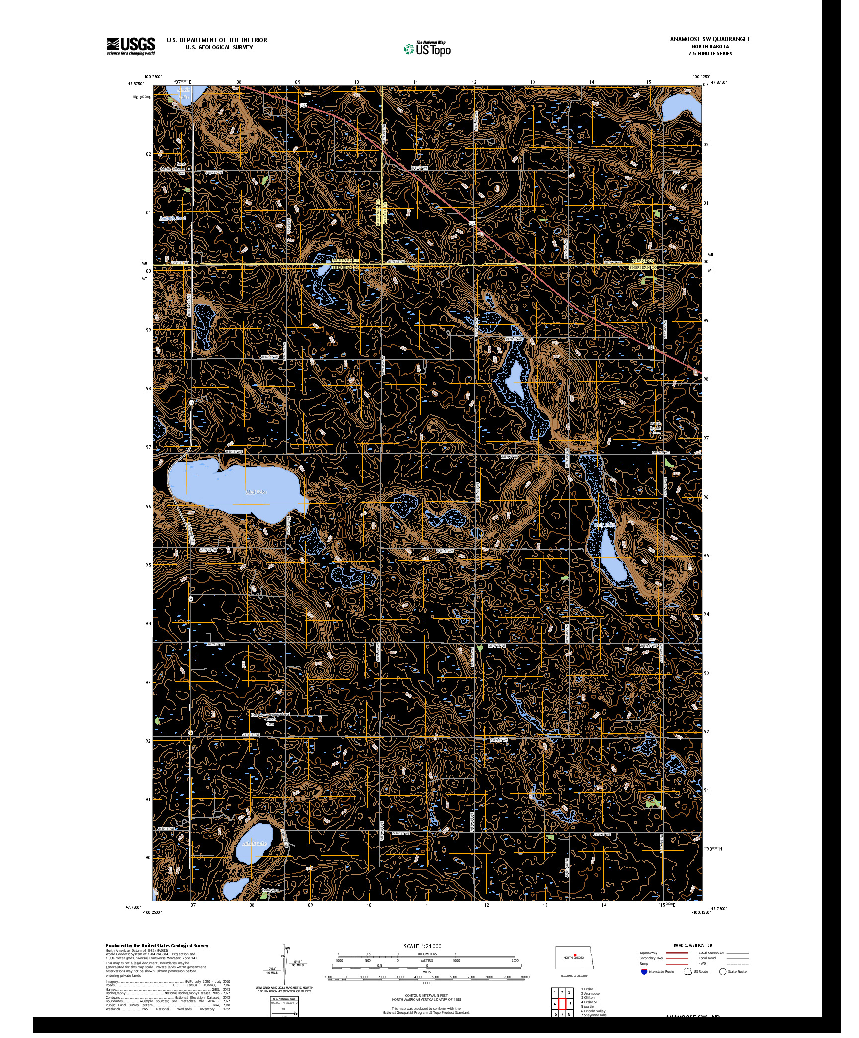 US TOPO 7.5-MINUTE MAP FOR ANAMOOSE SW, ND