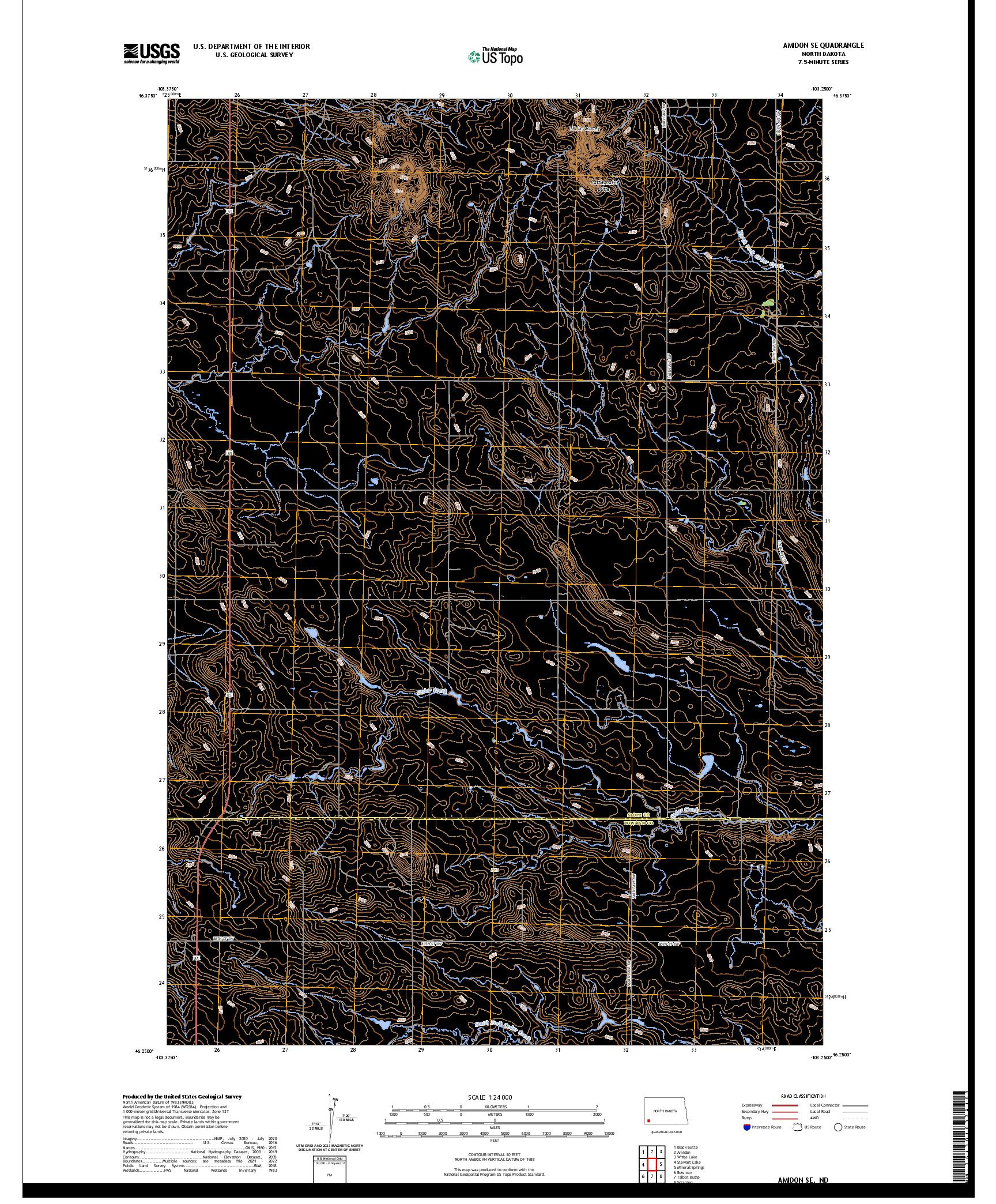 US TOPO 7.5-MINUTE MAP FOR AMIDON SE, ND