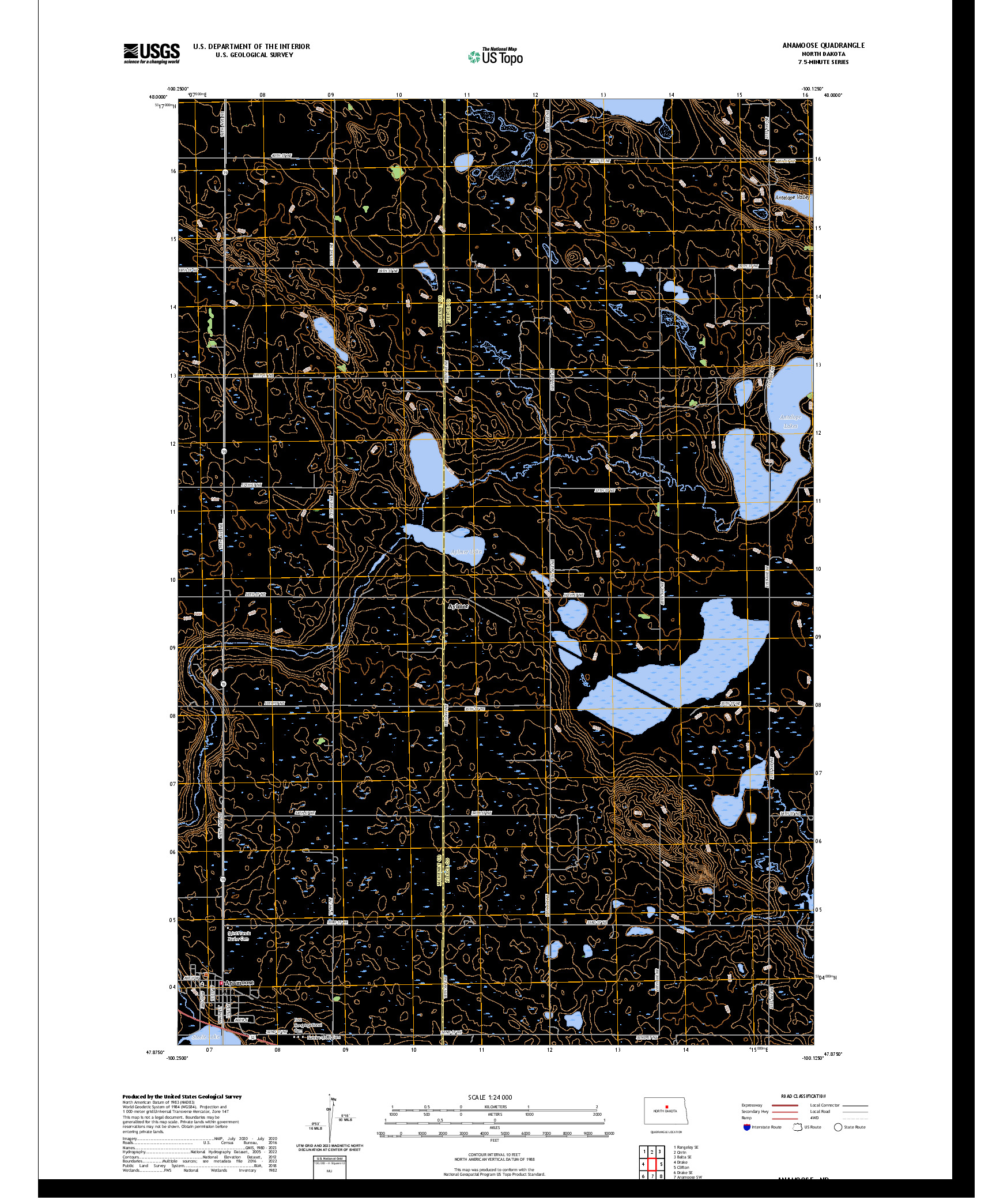 US TOPO 7.5-MINUTE MAP FOR ANAMOOSE, ND