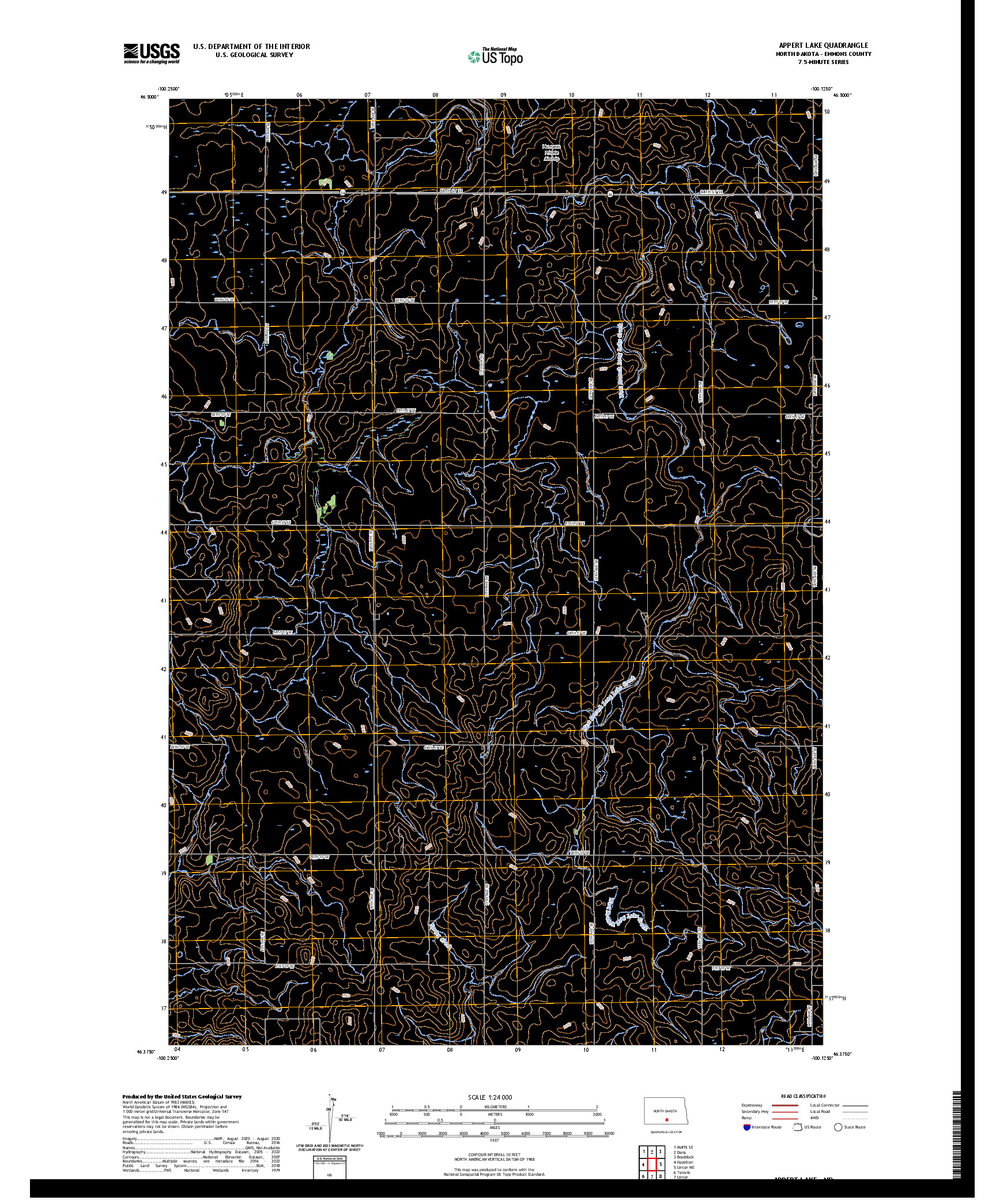 US TOPO 7.5-MINUTE MAP FOR APPERT LAKE, ND