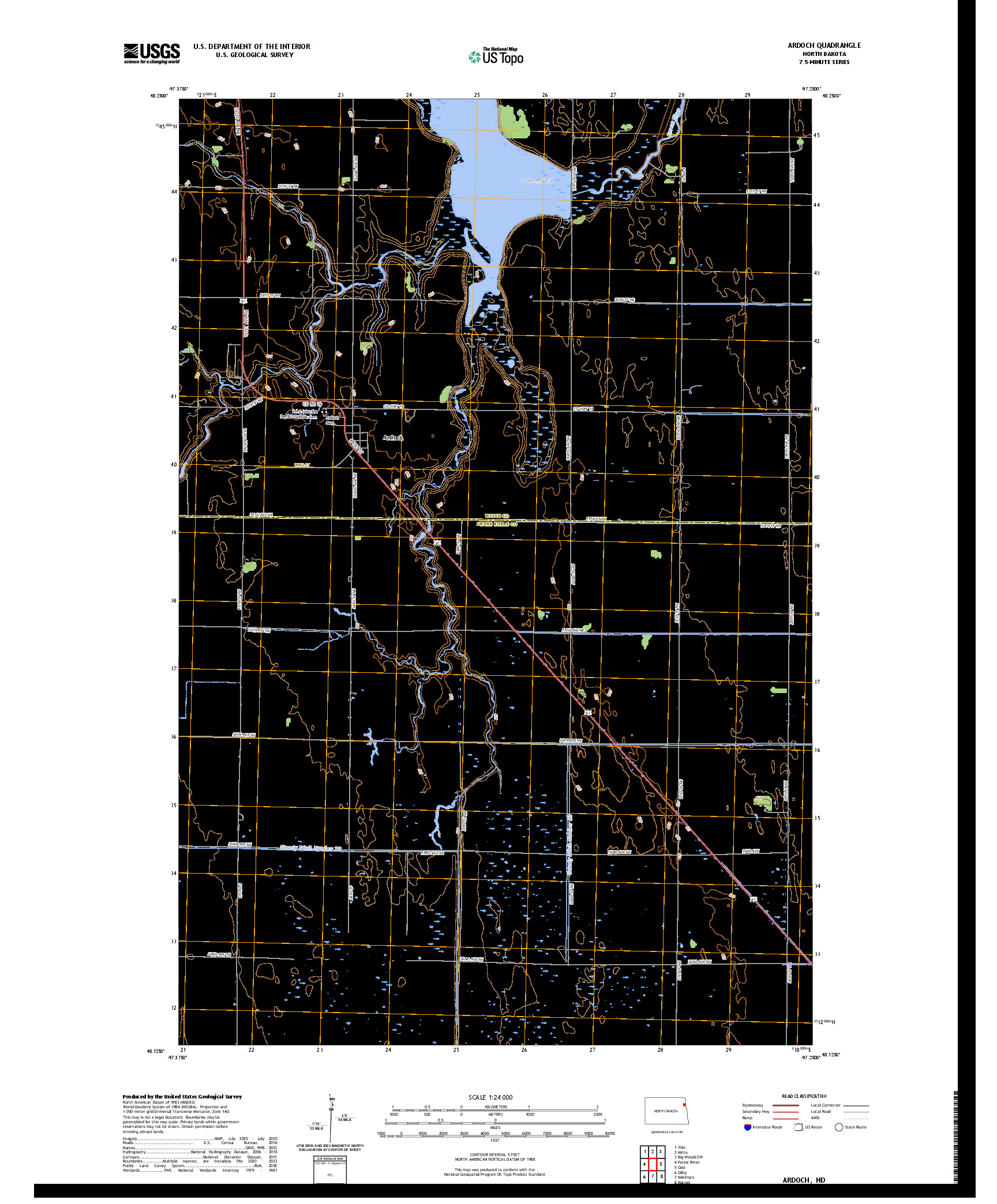 US TOPO 7.5-MINUTE MAP FOR ARDOCH, ND