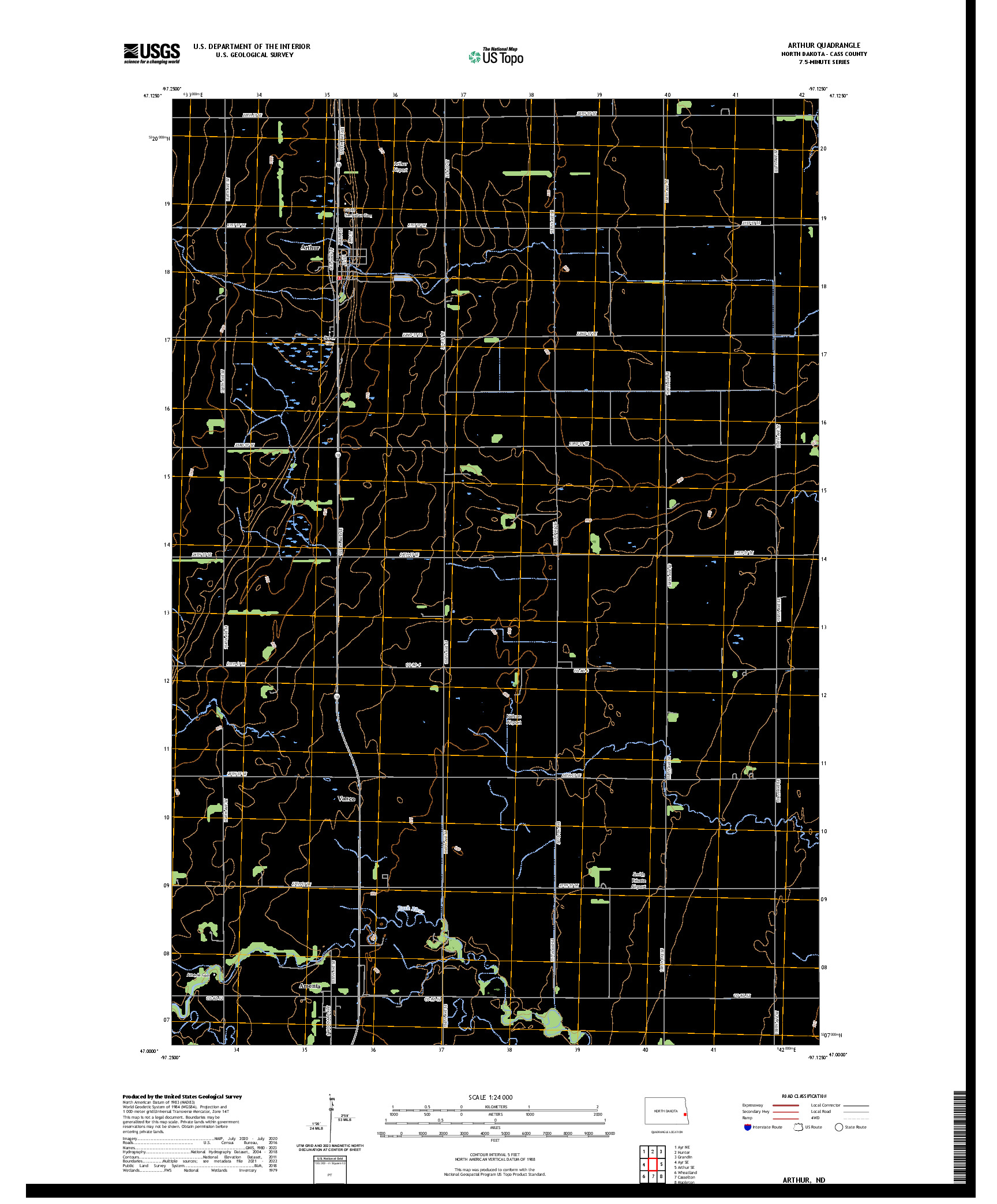 US TOPO 7.5-MINUTE MAP FOR ARTHUR, ND