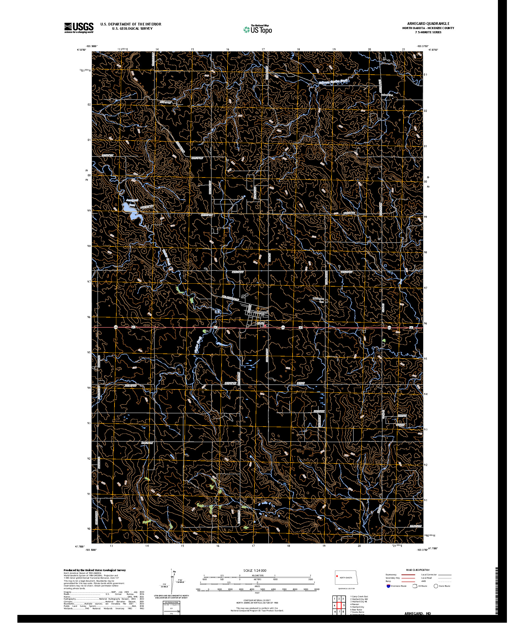 US TOPO 7.5-MINUTE MAP FOR ARNEGARD, ND