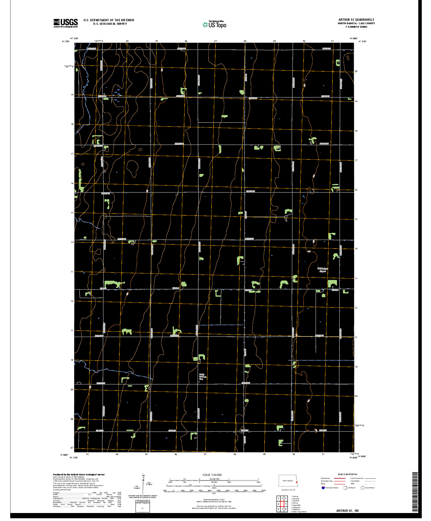 US TOPO 7.5-MINUTE MAP FOR ARTHUR SE, ND