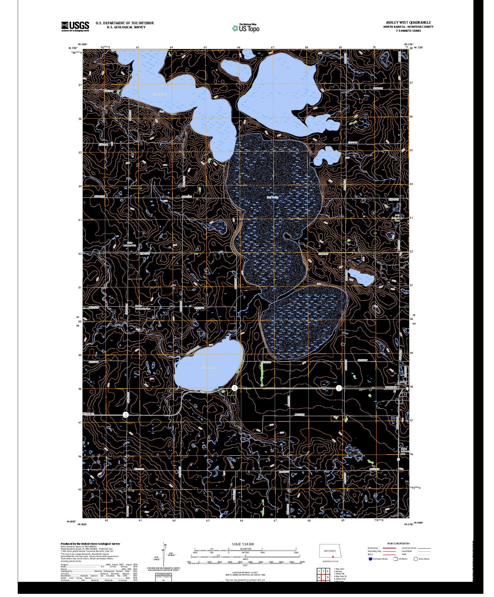 US TOPO 7.5-MINUTE MAP FOR ASHLEY WEST, ND