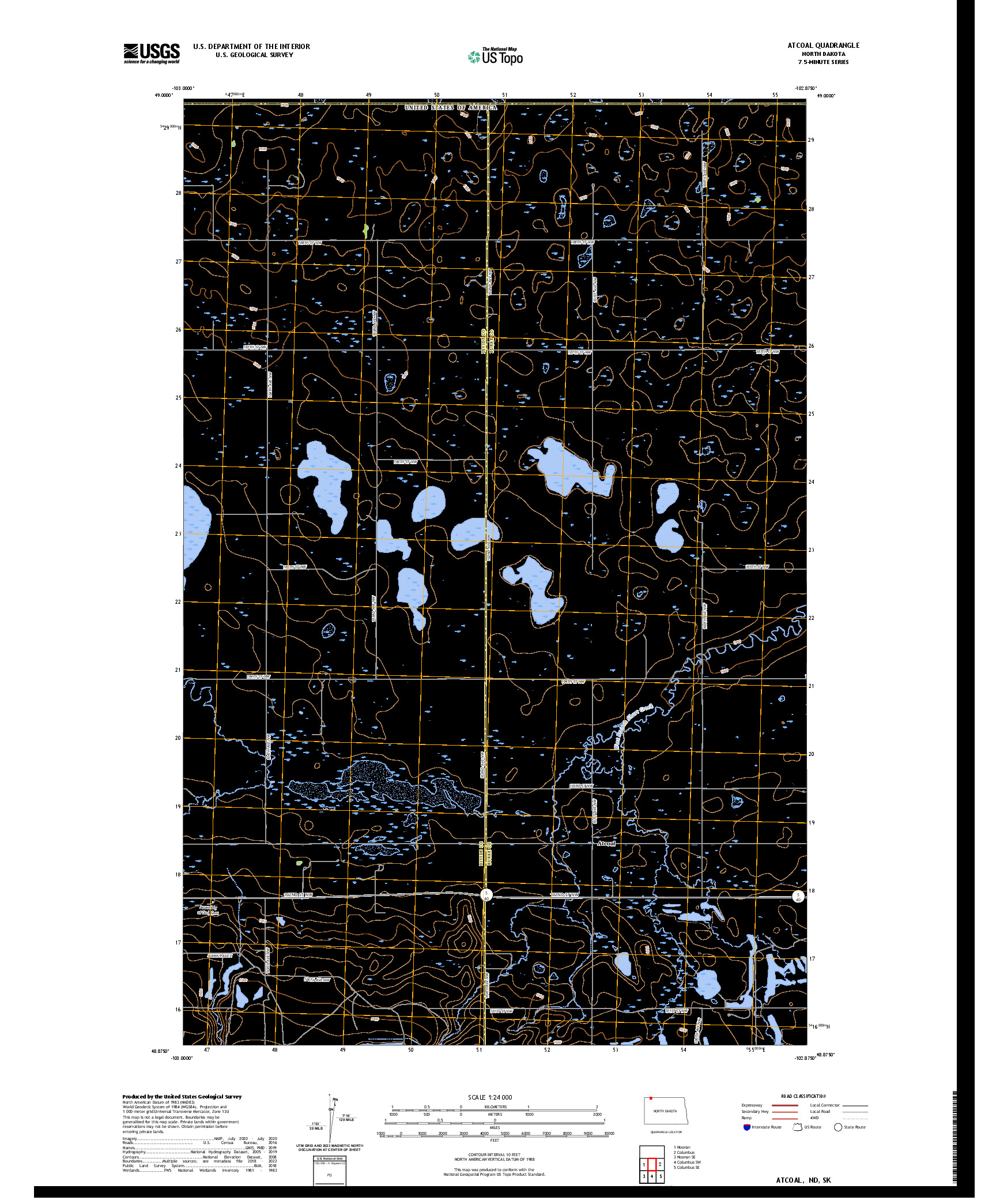 US TOPO 7.5-MINUTE MAP FOR ATCOAL, ND,SK