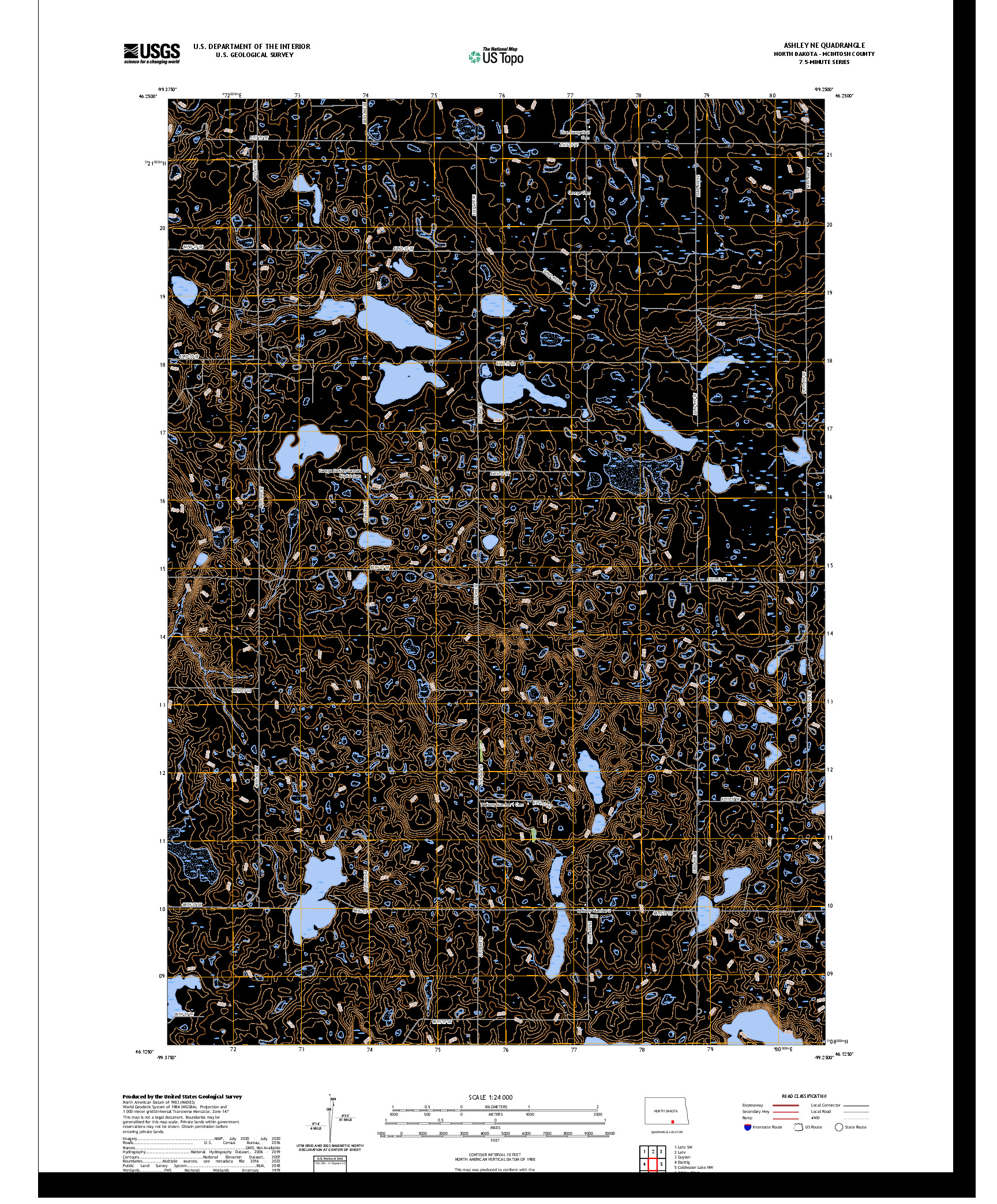 US TOPO 7.5-MINUTE MAP FOR ASHLEY NE, ND