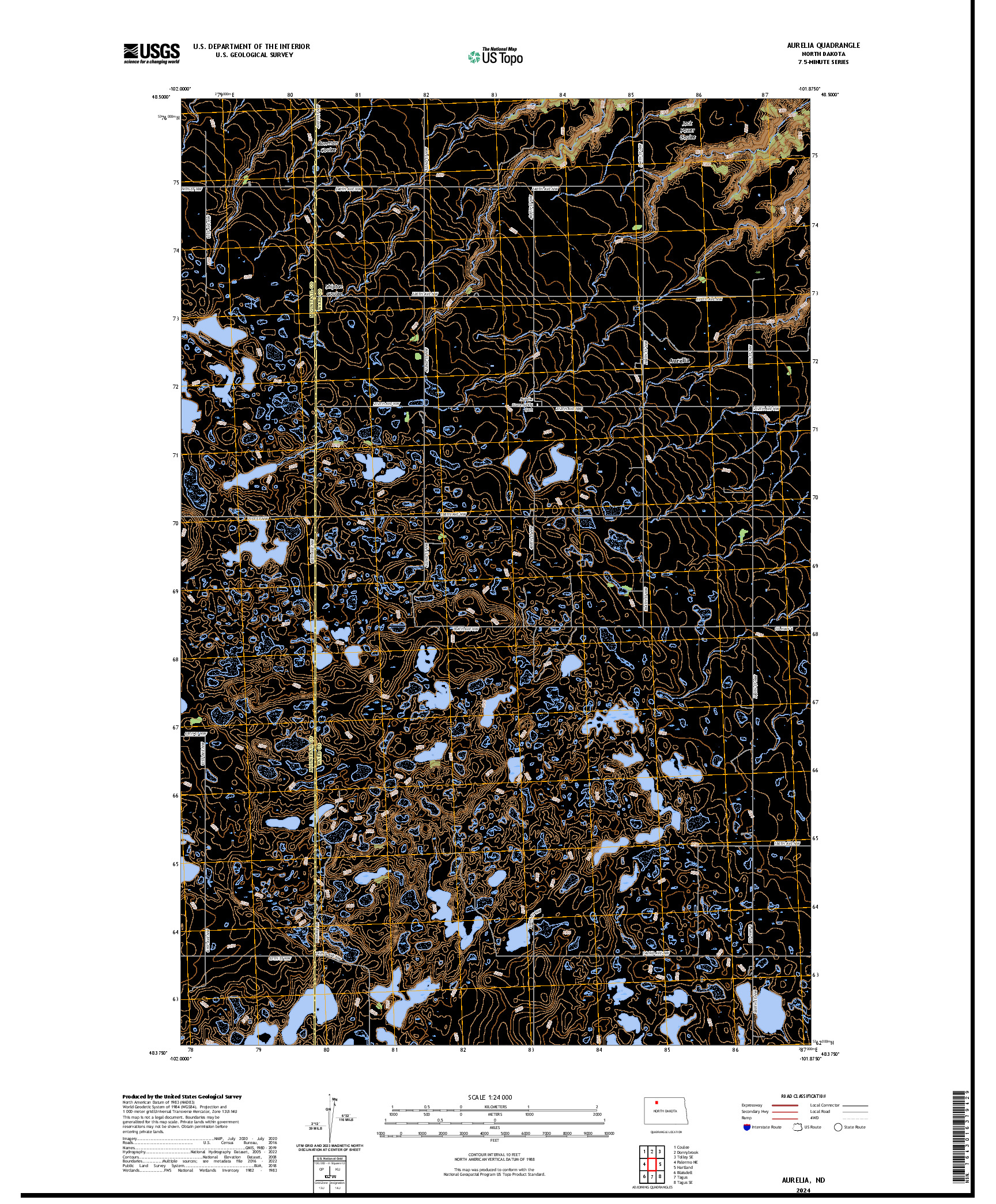 US TOPO 7.5-MINUTE MAP FOR AURELIA, ND