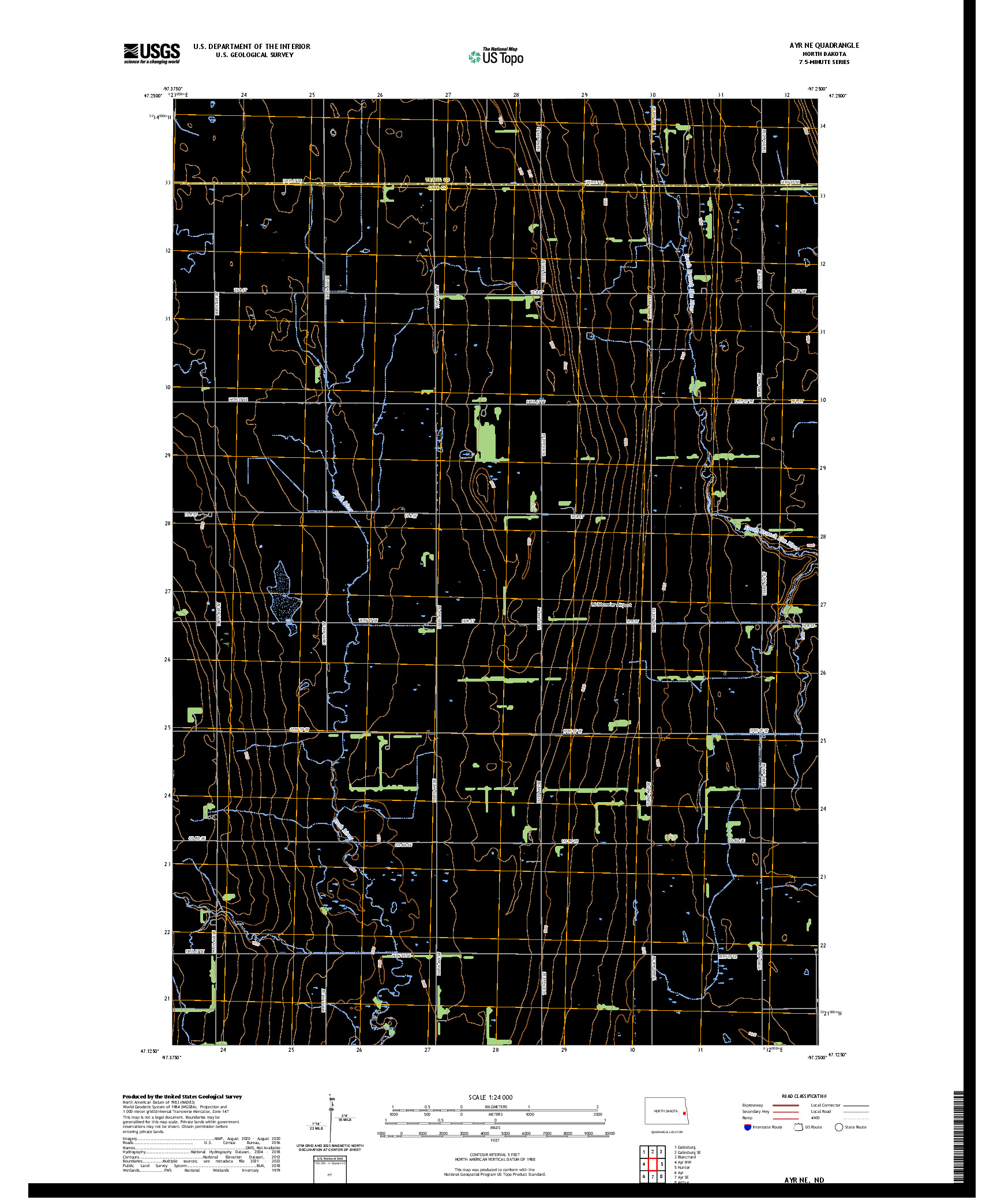 US TOPO 7.5-MINUTE MAP FOR AYR NE, ND