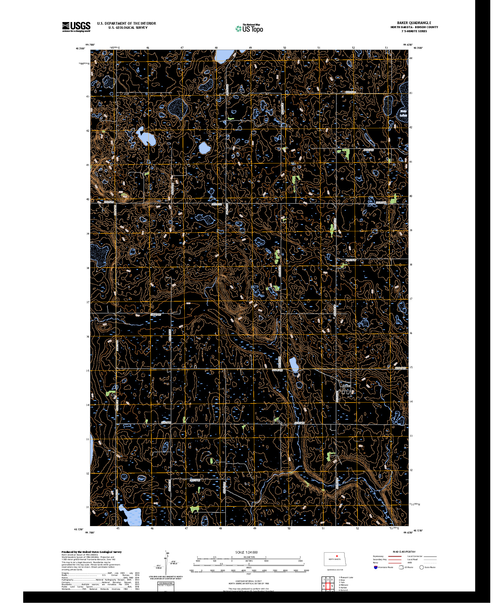 US TOPO 7.5-MINUTE MAP FOR BAKER, ND
