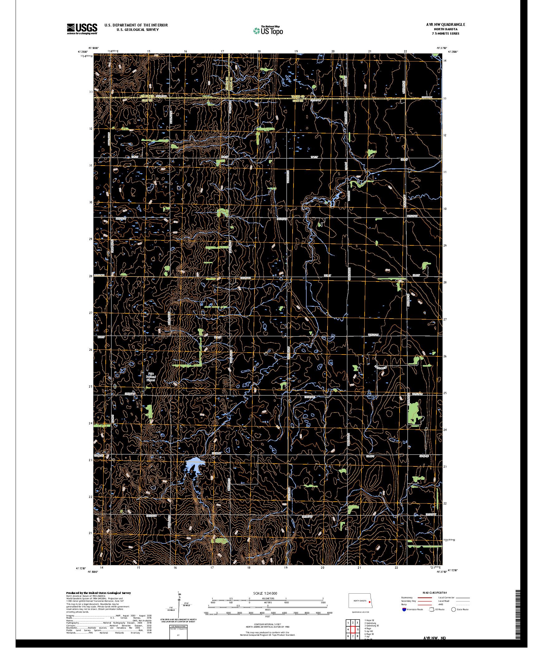 US TOPO 7.5-MINUTE MAP FOR AYR NW, ND