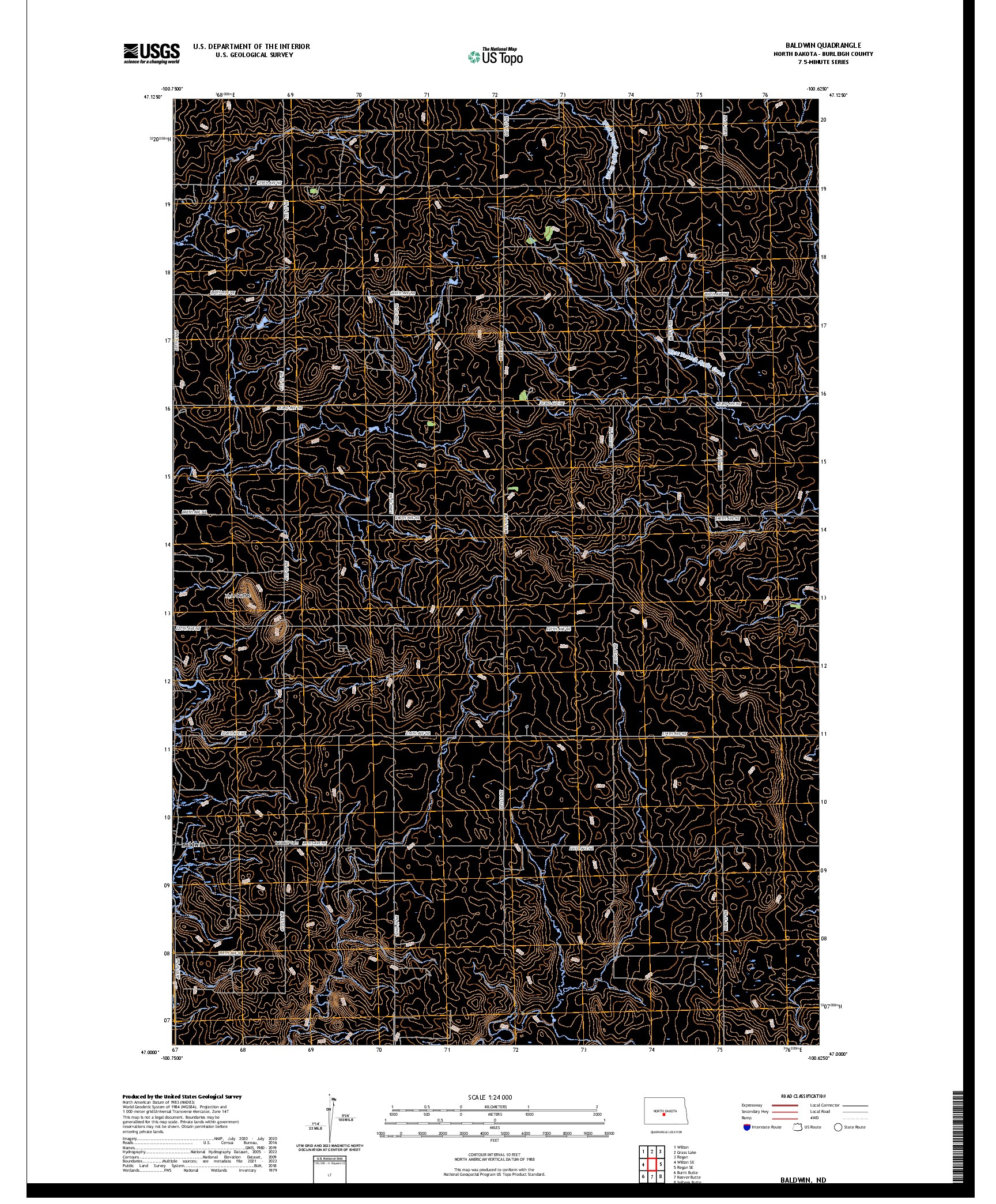 US TOPO 7.5-MINUTE MAP FOR BALDWIN, ND