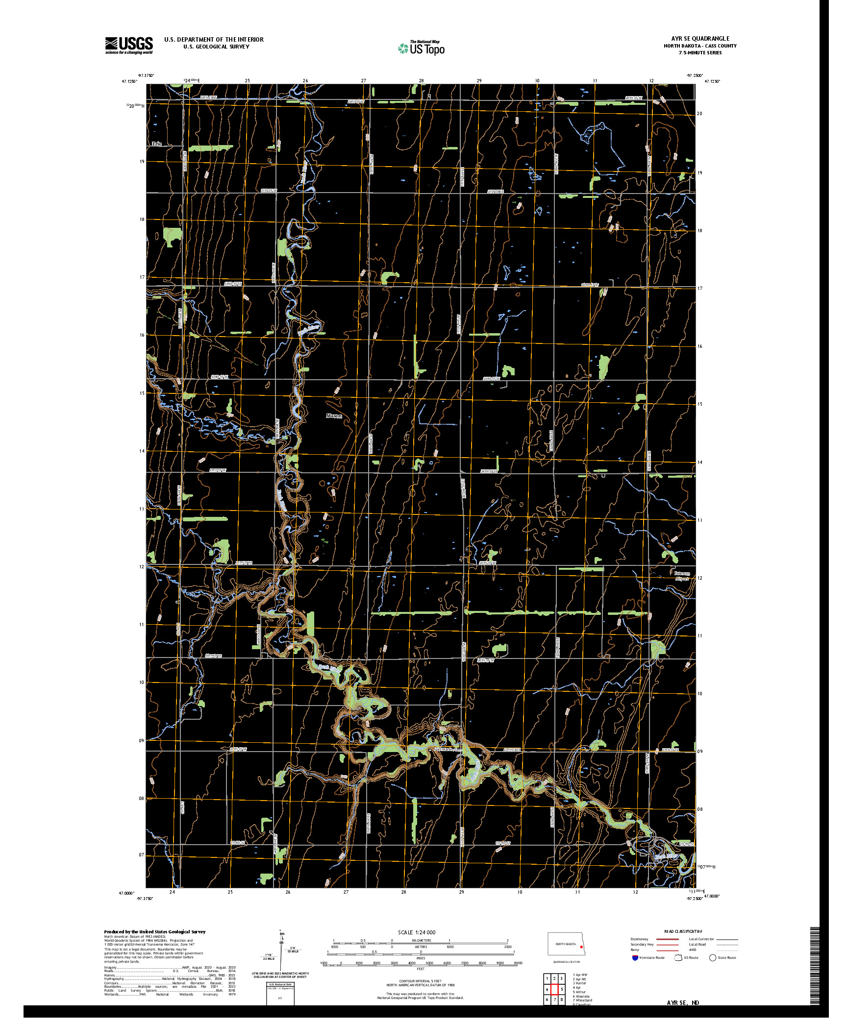 US TOPO 7.5-MINUTE MAP FOR AYR SE, ND