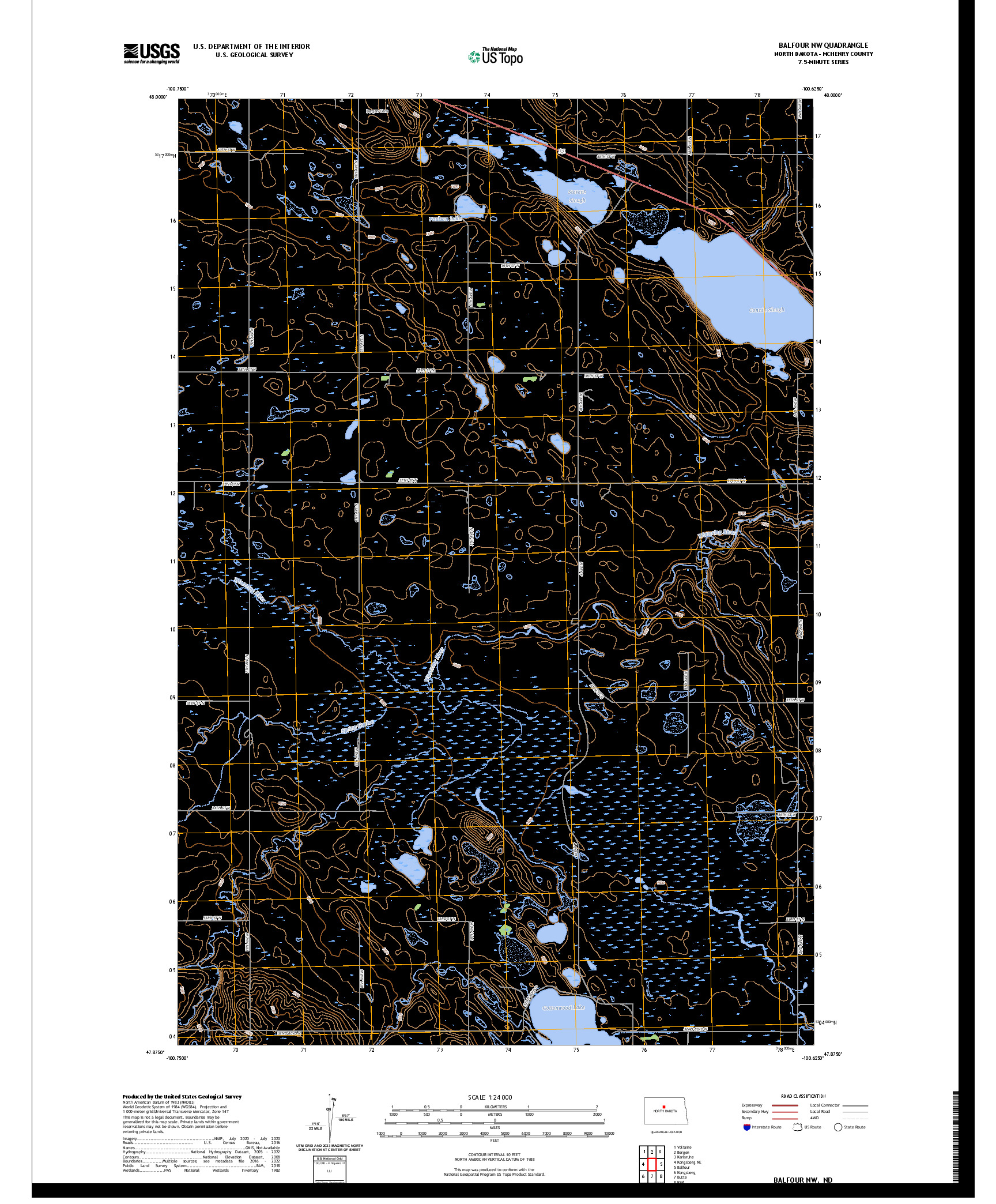 US TOPO 7.5-MINUTE MAP FOR BALFOUR NW, ND