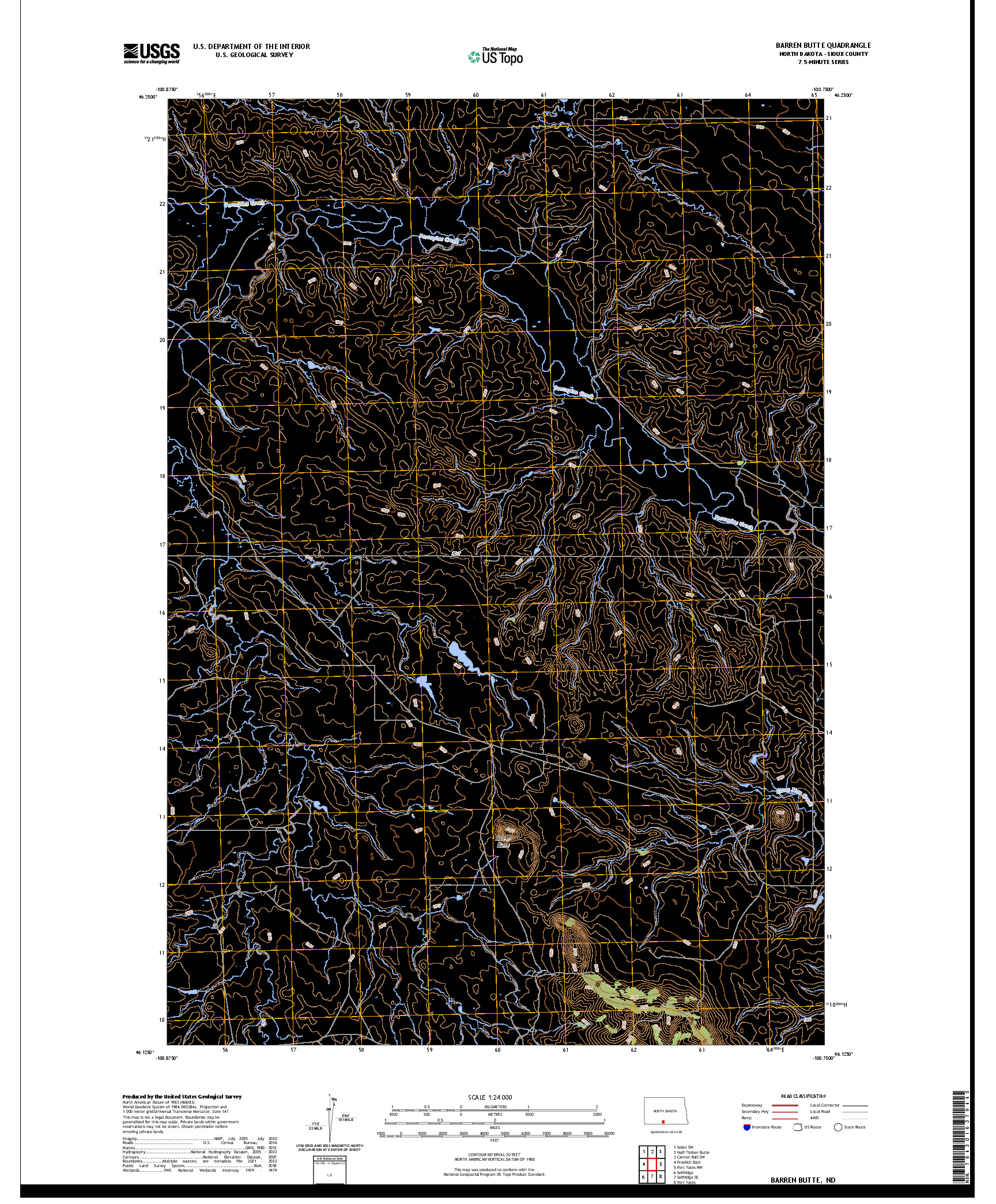 US TOPO 7.5-MINUTE MAP FOR BARREN BUTTE, ND