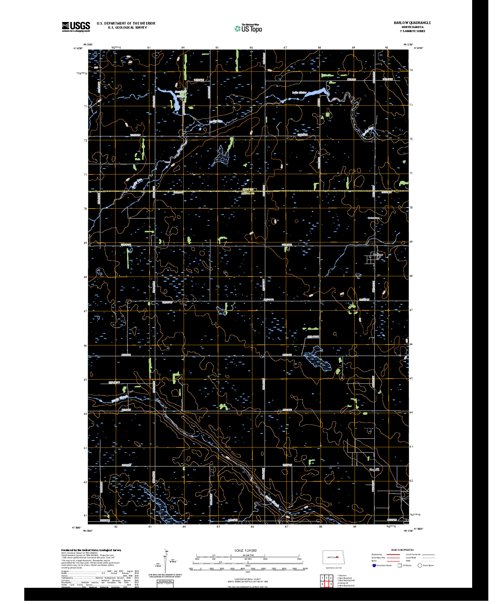 US TOPO 7.5-MINUTE MAP FOR BARLOW, ND