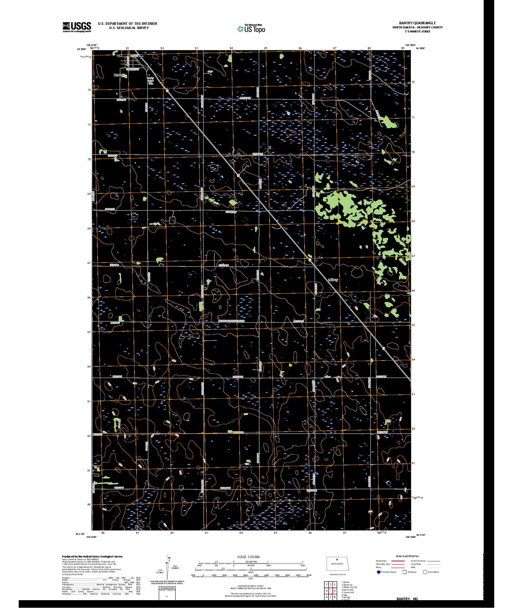 US TOPO 7.5-MINUTE MAP FOR BANTRY, ND