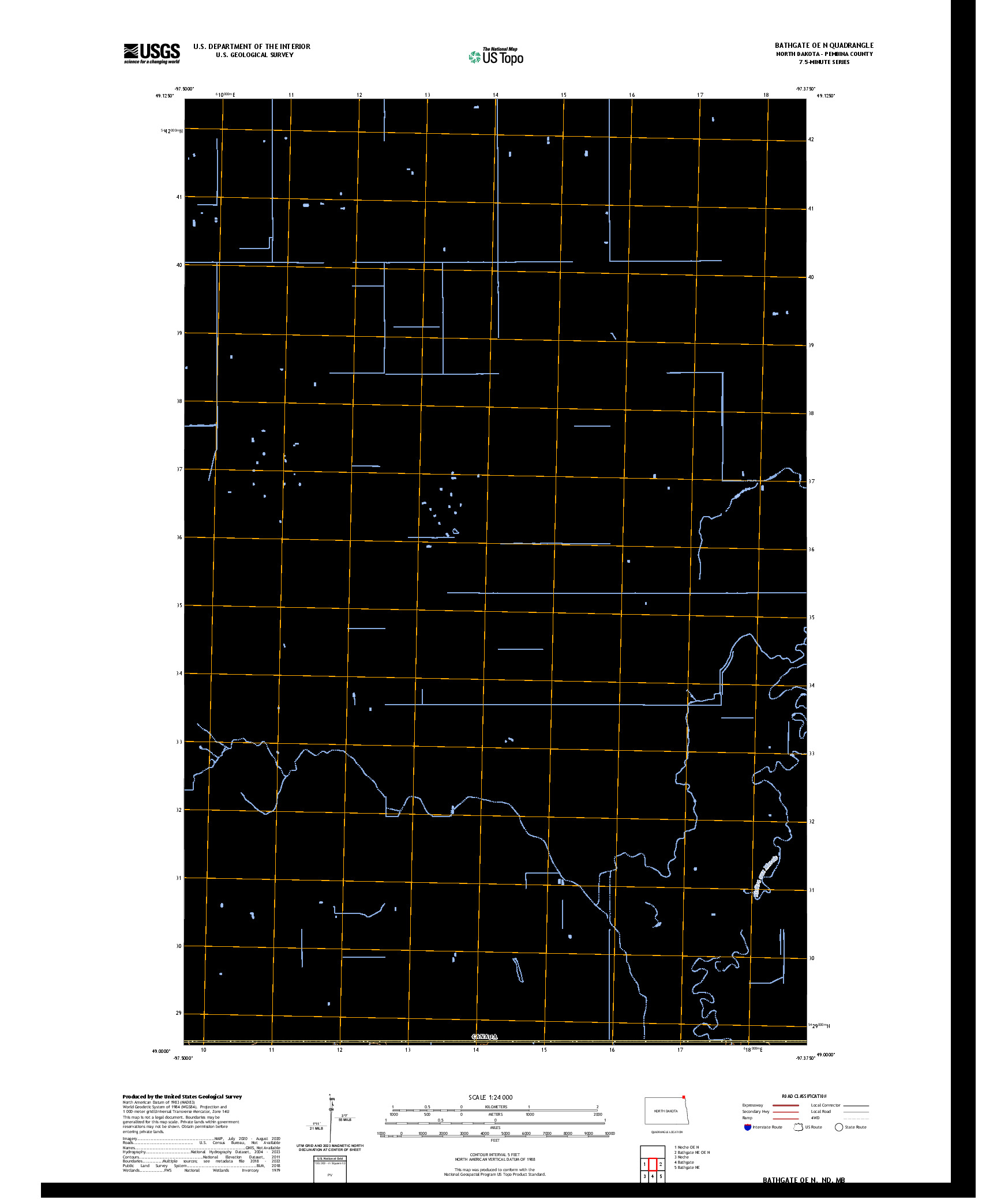 US TOPO 7.5-MINUTE MAP FOR BATHGATE OE N, ND,MB