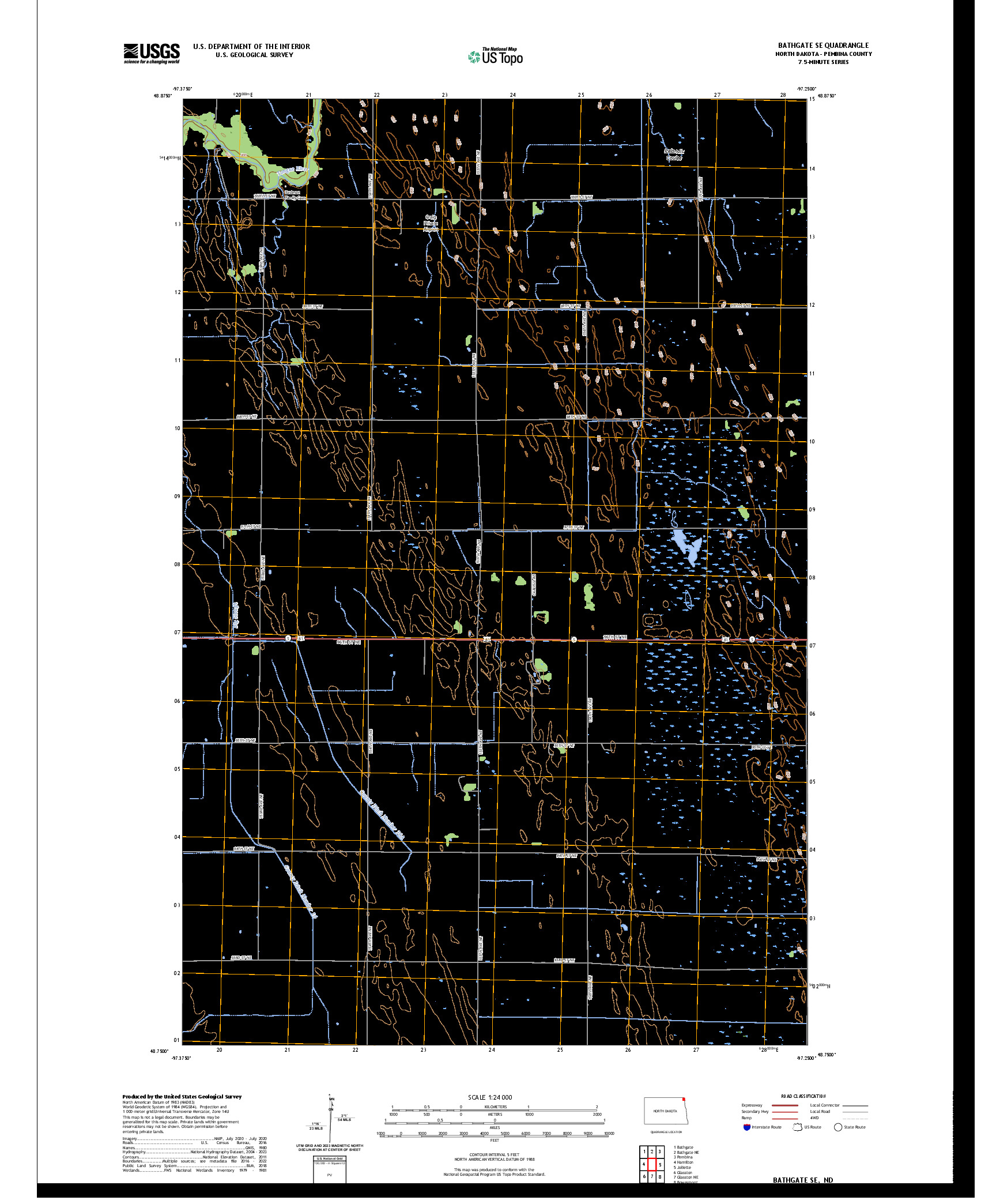 US TOPO 7.5-MINUTE MAP FOR BATHGATE SE, ND