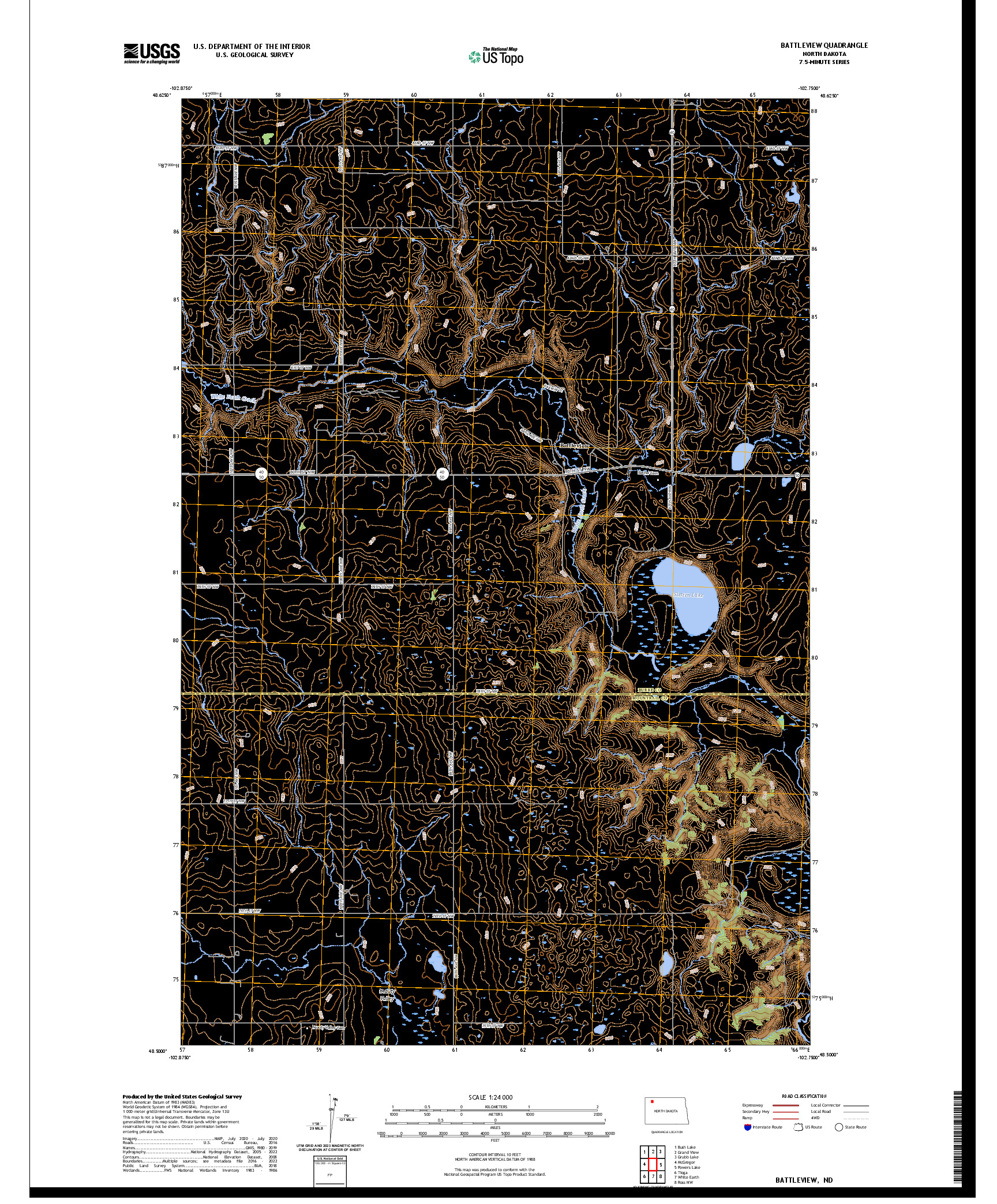 US TOPO 7.5-MINUTE MAP FOR BATTLEVIEW, ND