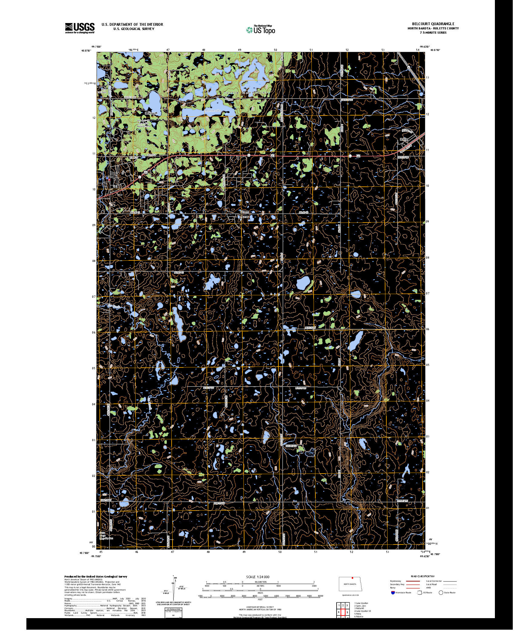 US TOPO 7.5-MINUTE MAP FOR BELCOURT, ND