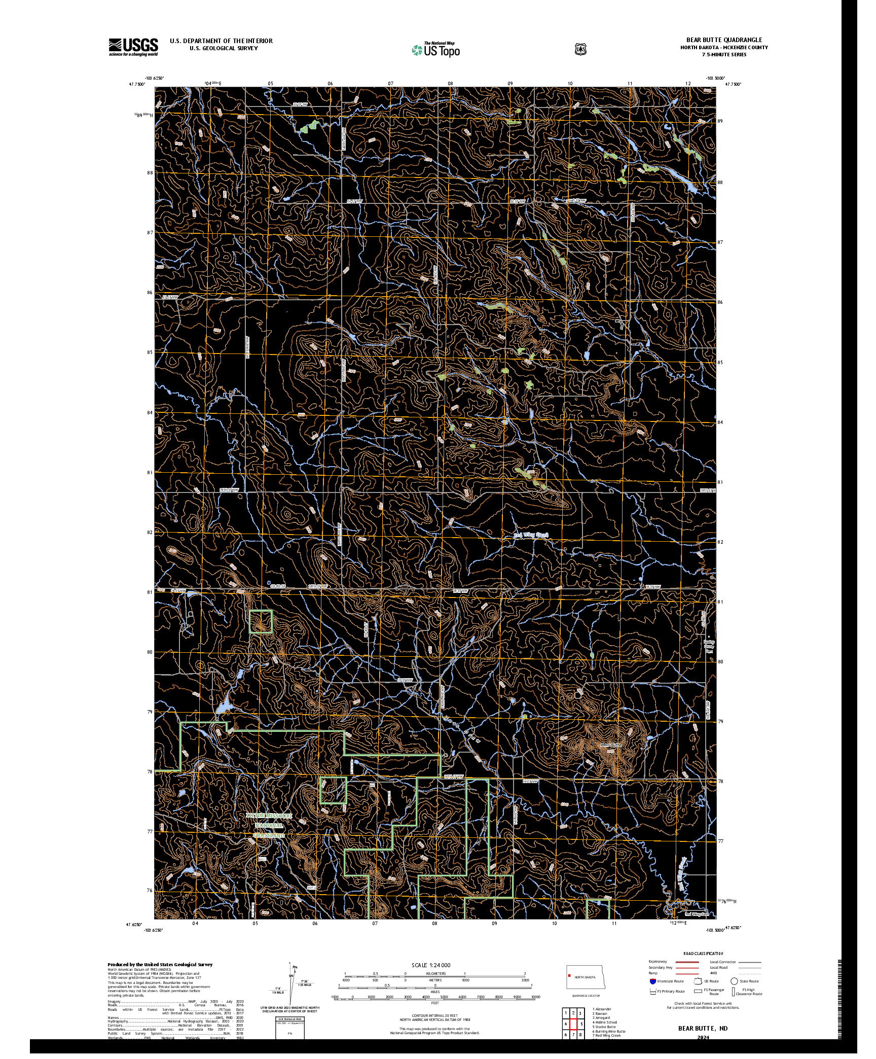 US TOPO 7.5-MINUTE MAP FOR BEAR BUTTE, ND