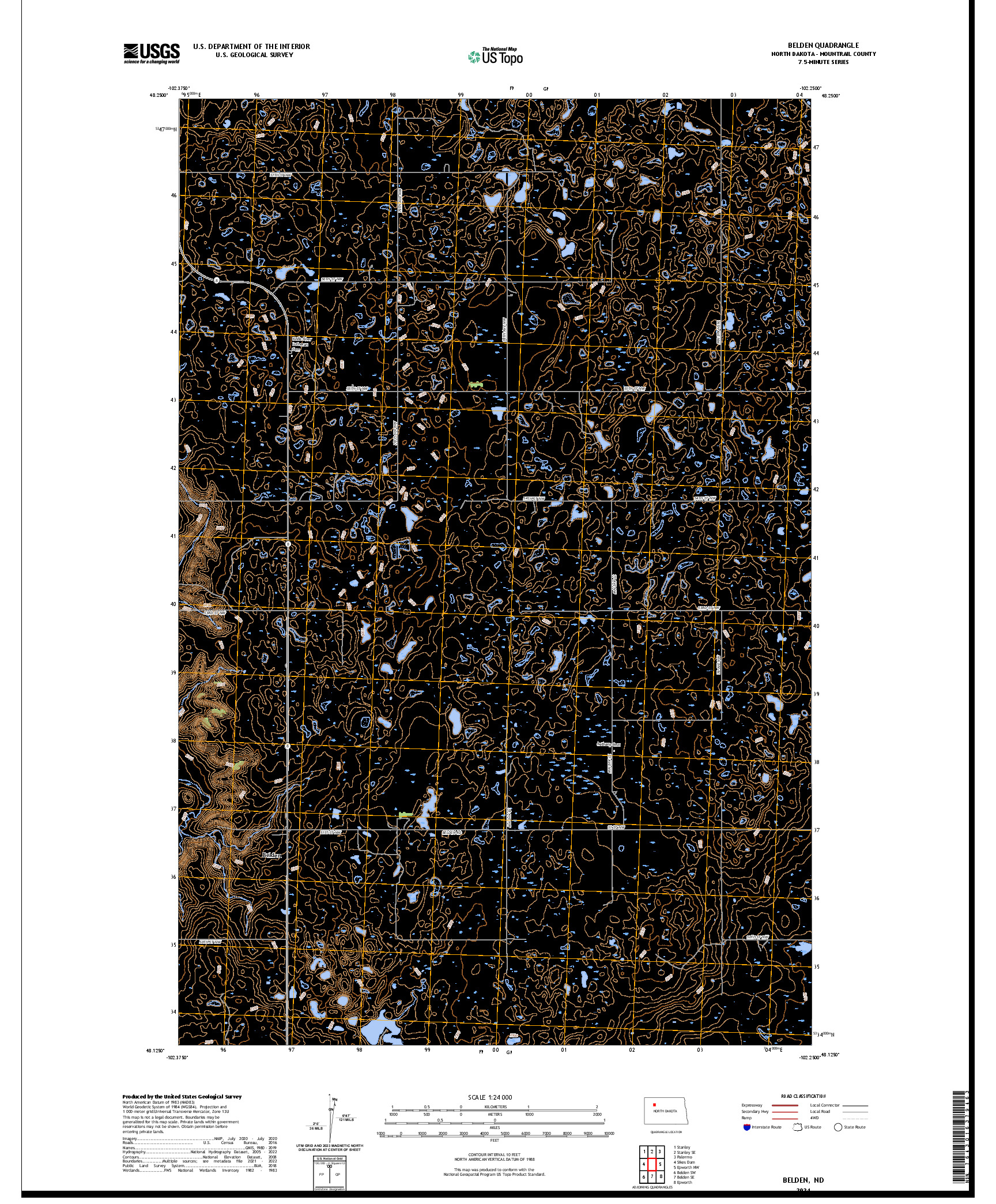 US TOPO 7.5-MINUTE MAP FOR BELDEN, ND