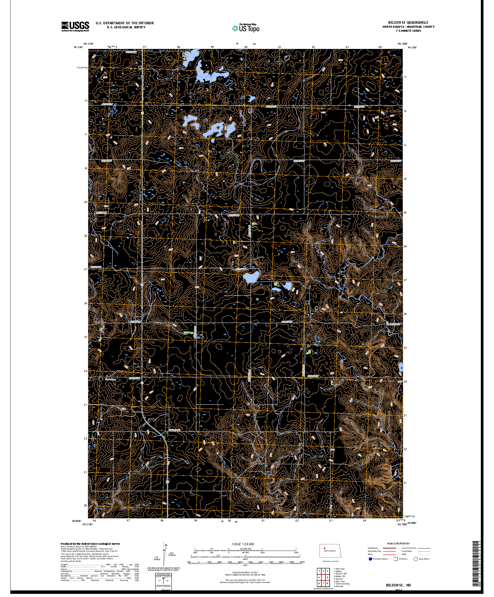 US TOPO 7.5-MINUTE MAP FOR BELDEN SE, ND
