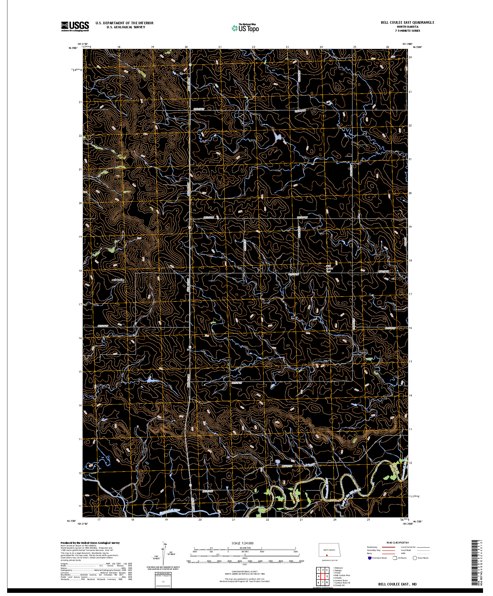 US TOPO 7.5-MINUTE MAP FOR BELL COULEE EAST, ND