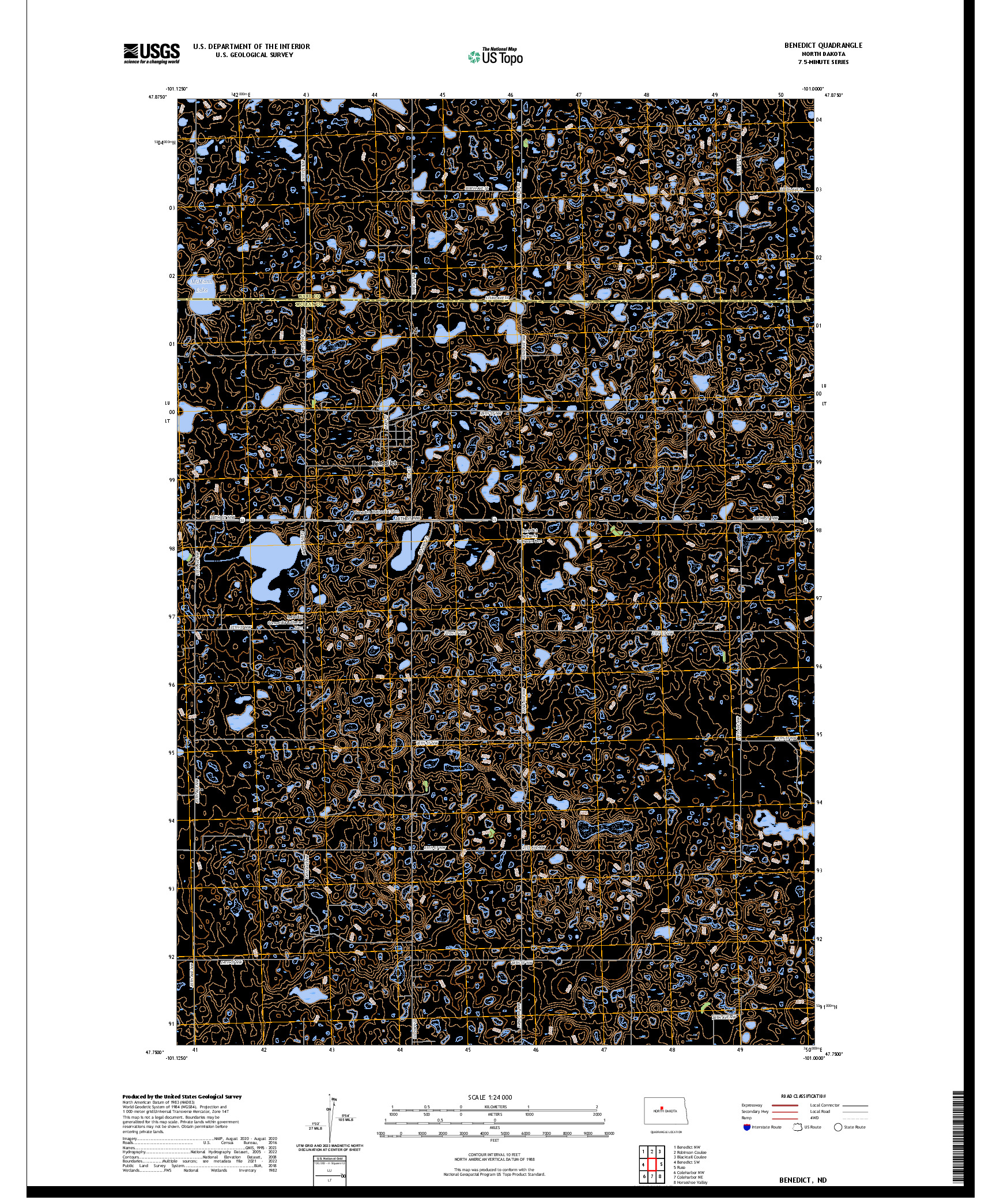 US TOPO 7.5-MINUTE MAP FOR BENEDICT, ND