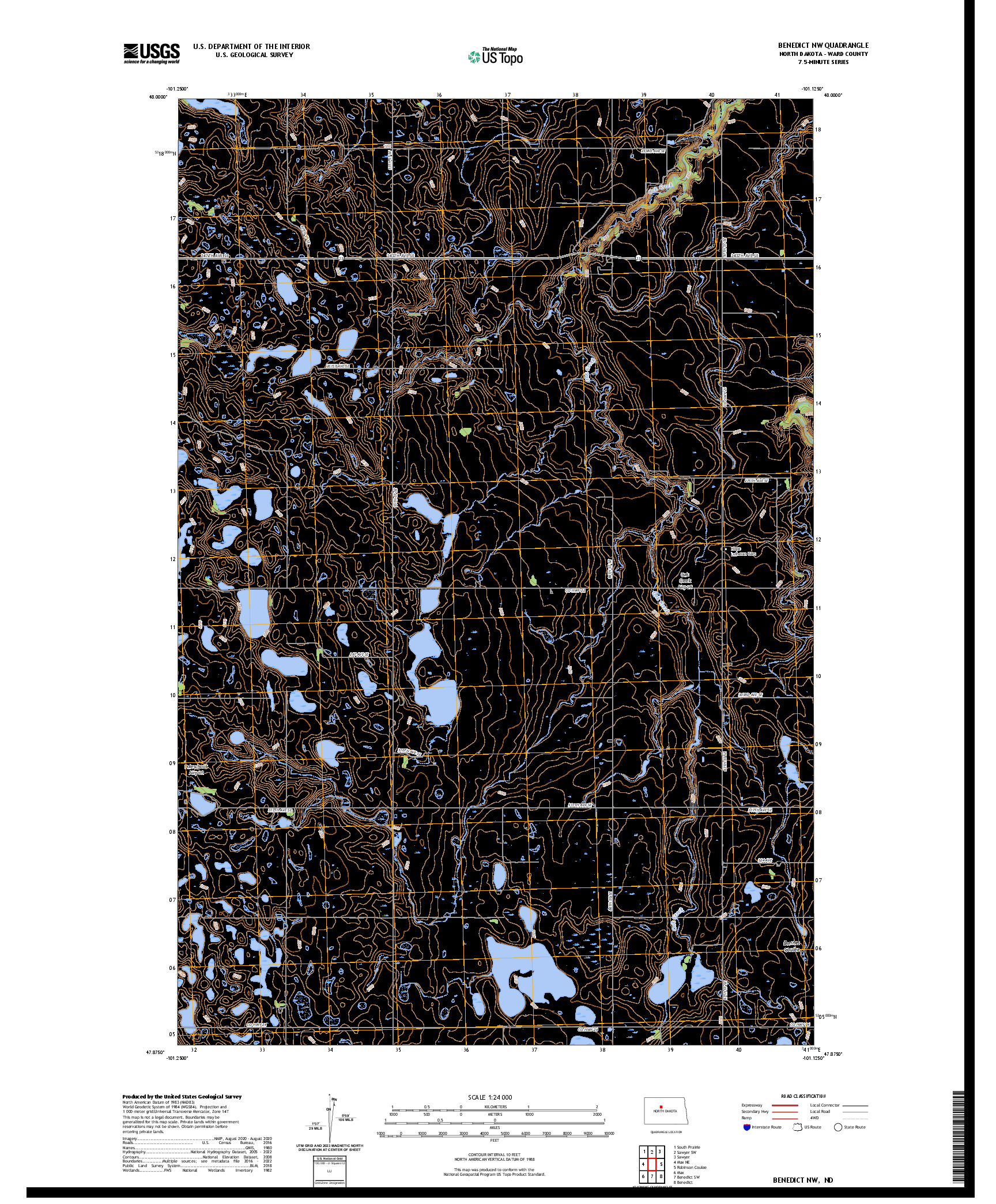 US TOPO 7.5-MINUTE MAP FOR BENEDICT NW, ND