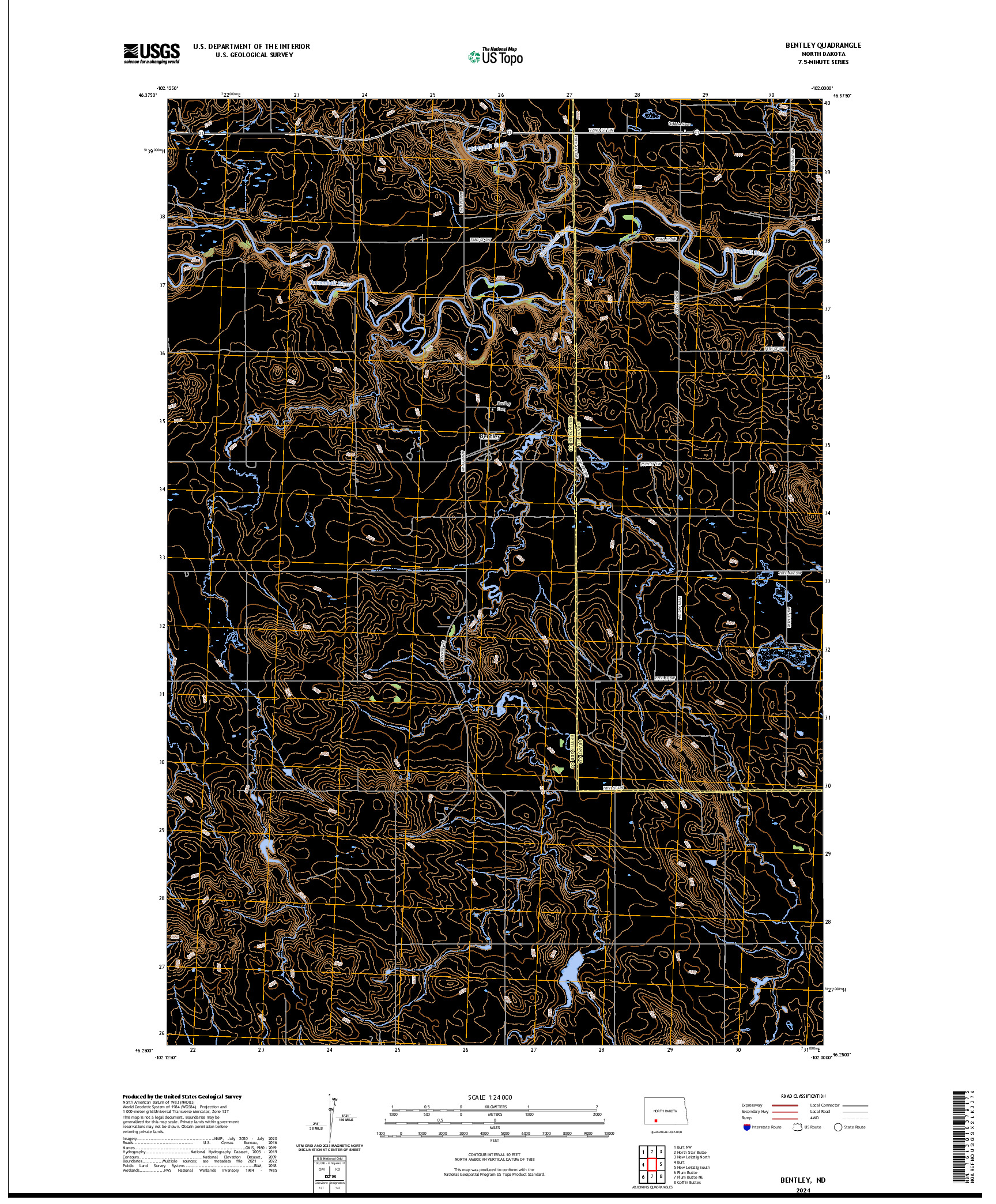 US TOPO 7.5-MINUTE MAP FOR BENTLEY, ND