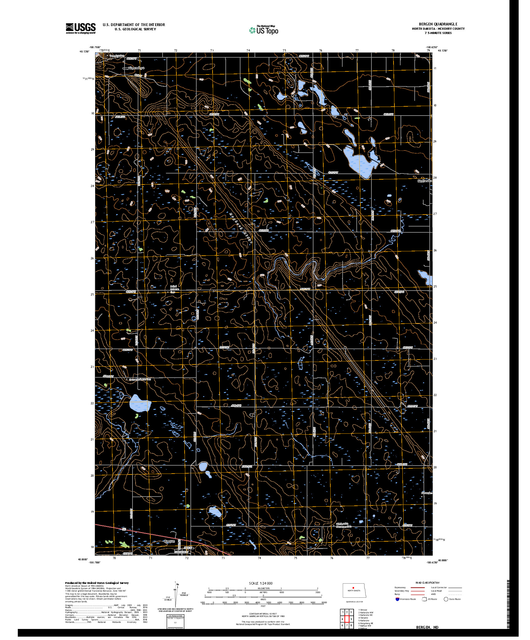 US TOPO 7.5-MINUTE MAP FOR BERGEN, ND