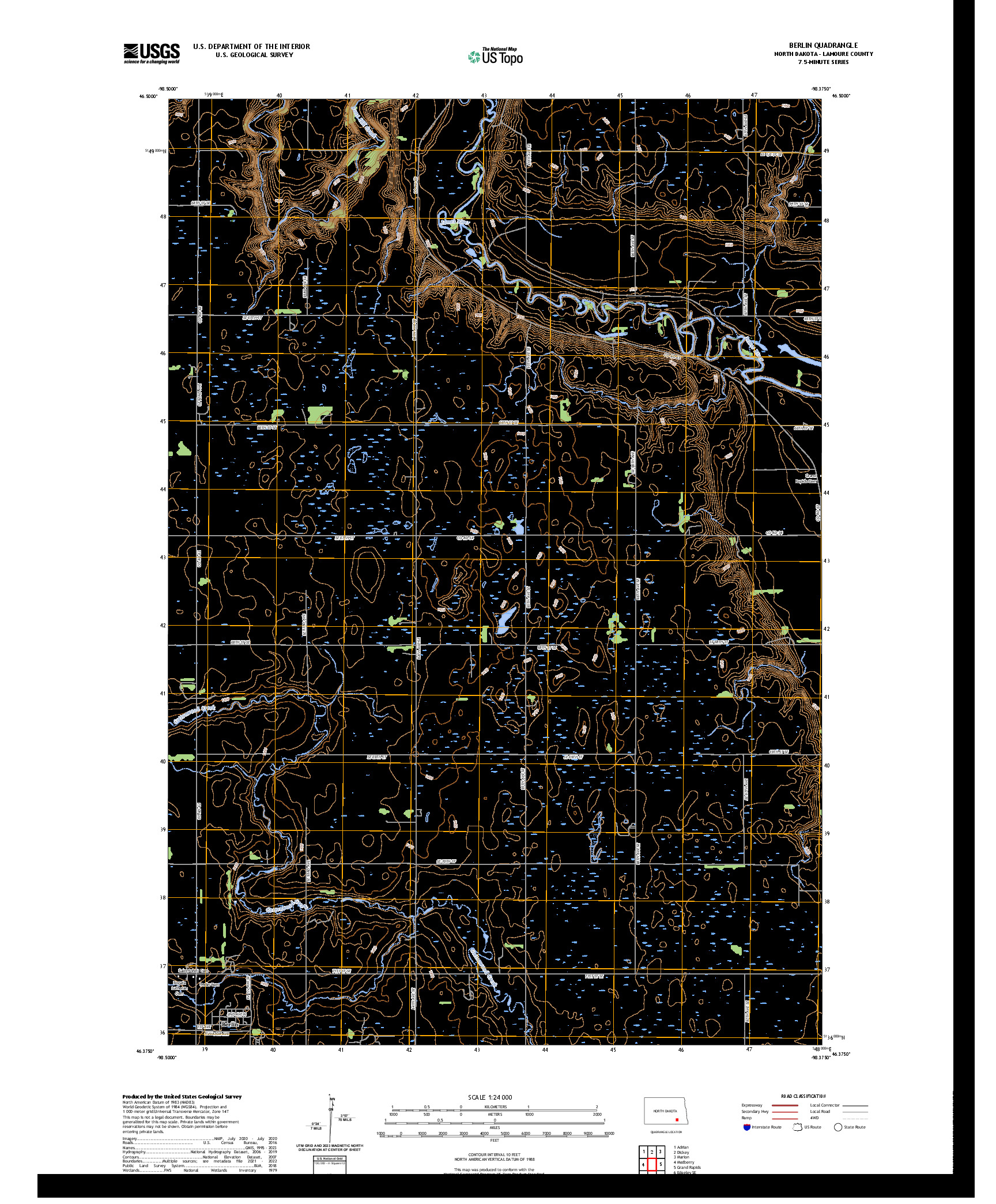 US TOPO 7.5-MINUTE MAP FOR BERLIN, ND