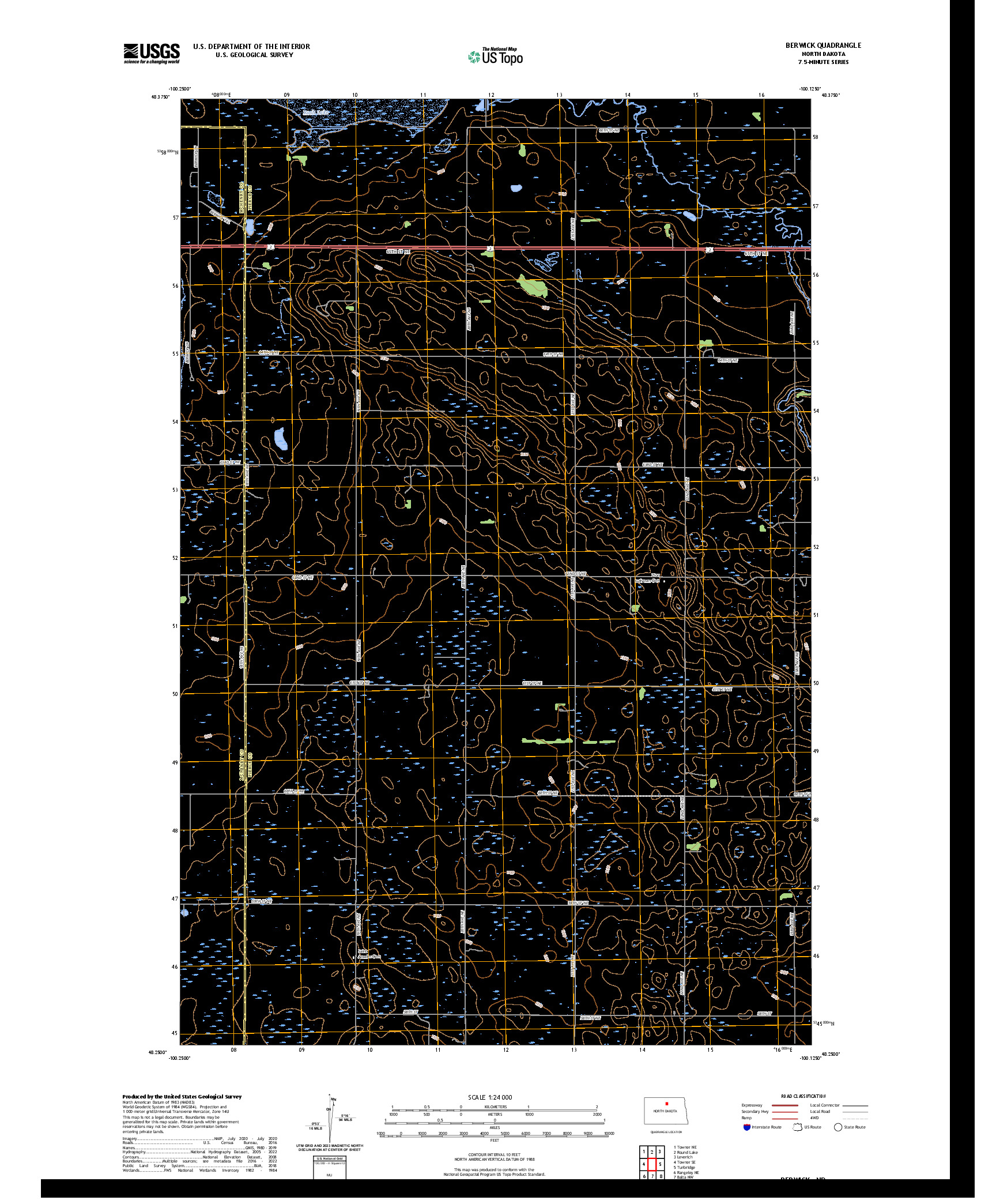 US TOPO 7.5-MINUTE MAP FOR BERWICK, ND