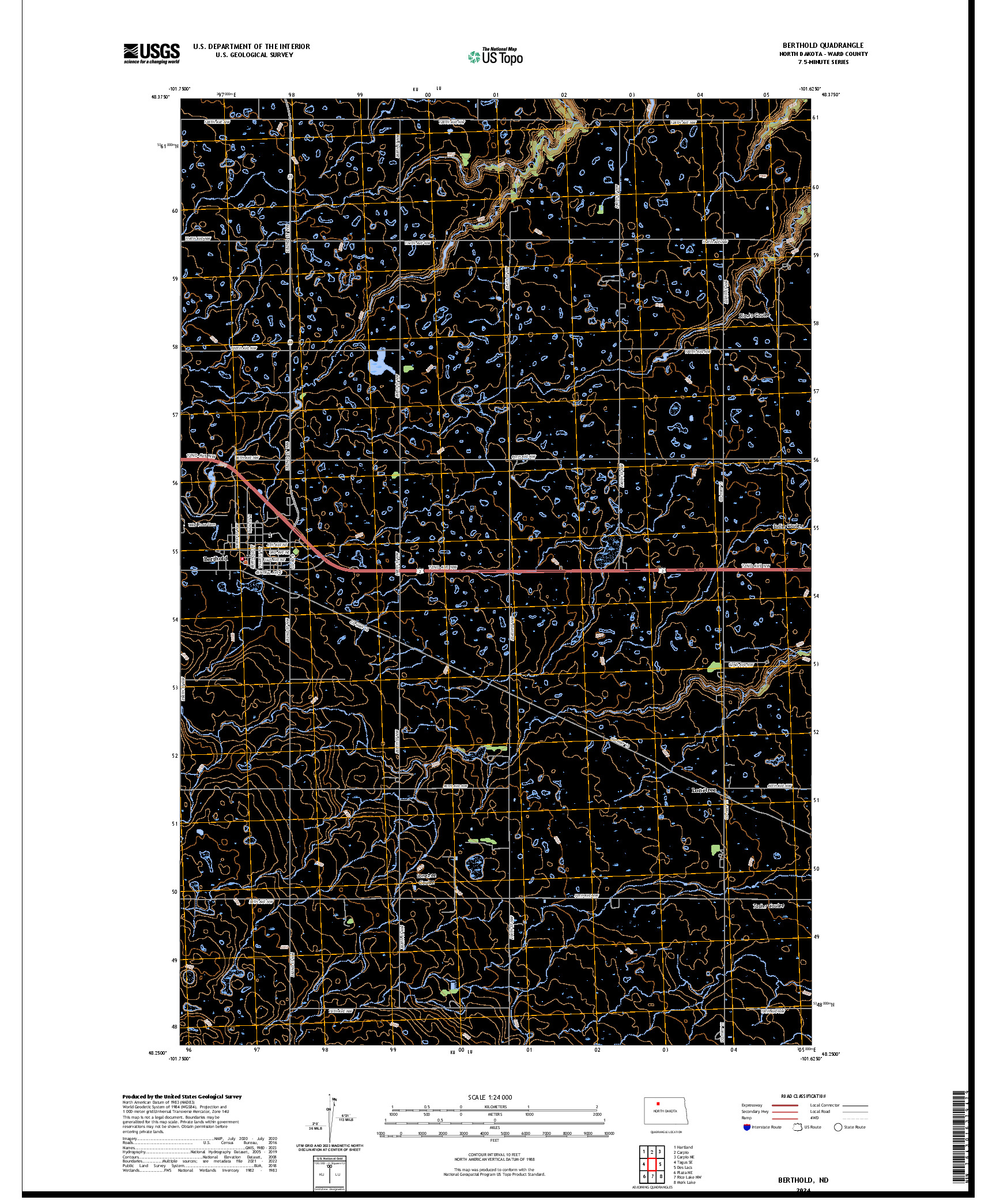 US TOPO 7.5-MINUTE MAP FOR BERTHOLD, ND