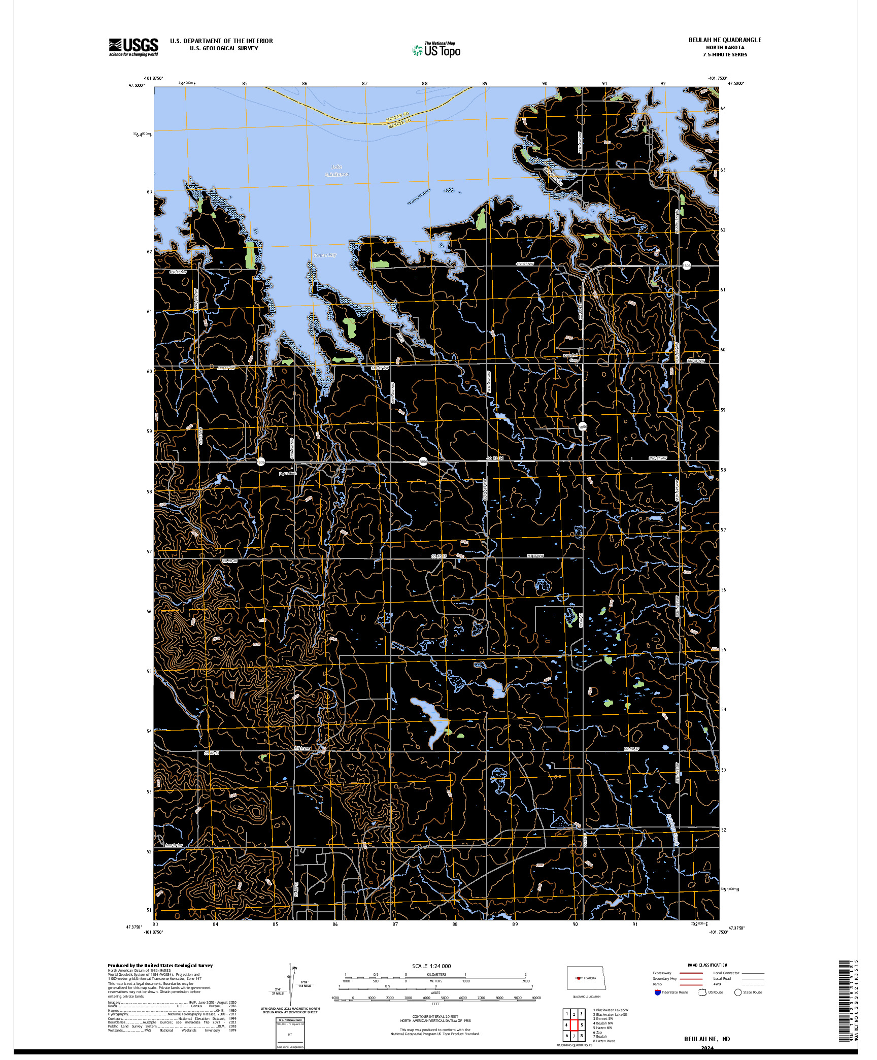 US TOPO 7.5-MINUTE MAP FOR BEULAH NE, ND