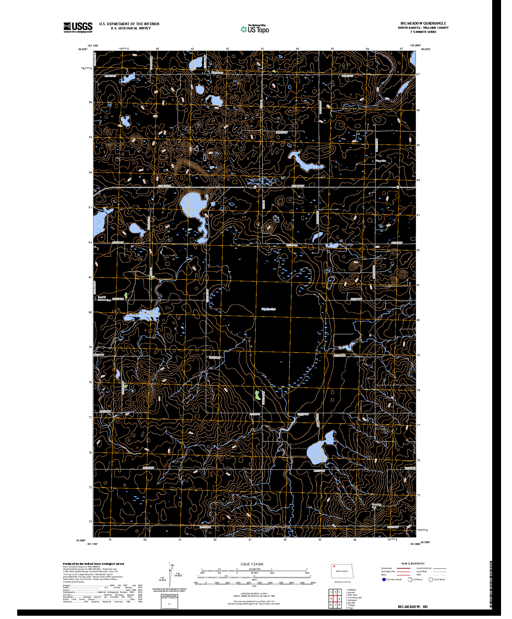 US TOPO 7.5-MINUTE MAP FOR BIG MEADOW, ND
