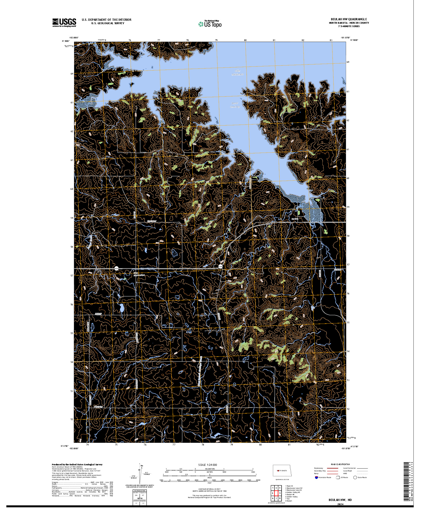 US TOPO 7.5-MINUTE MAP FOR BEULAH NW, ND