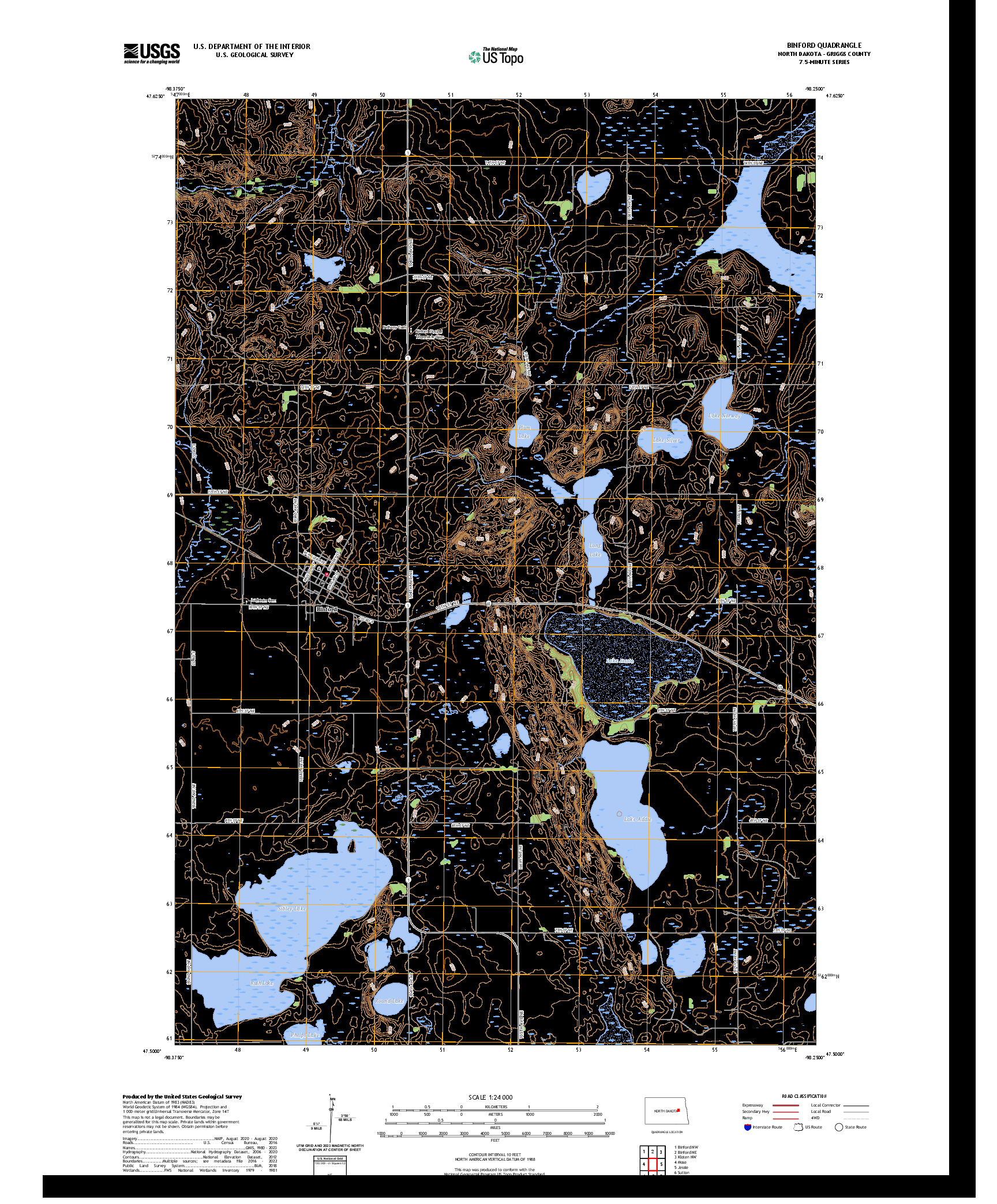 US TOPO 7.5-MINUTE MAP FOR BINFORD, ND