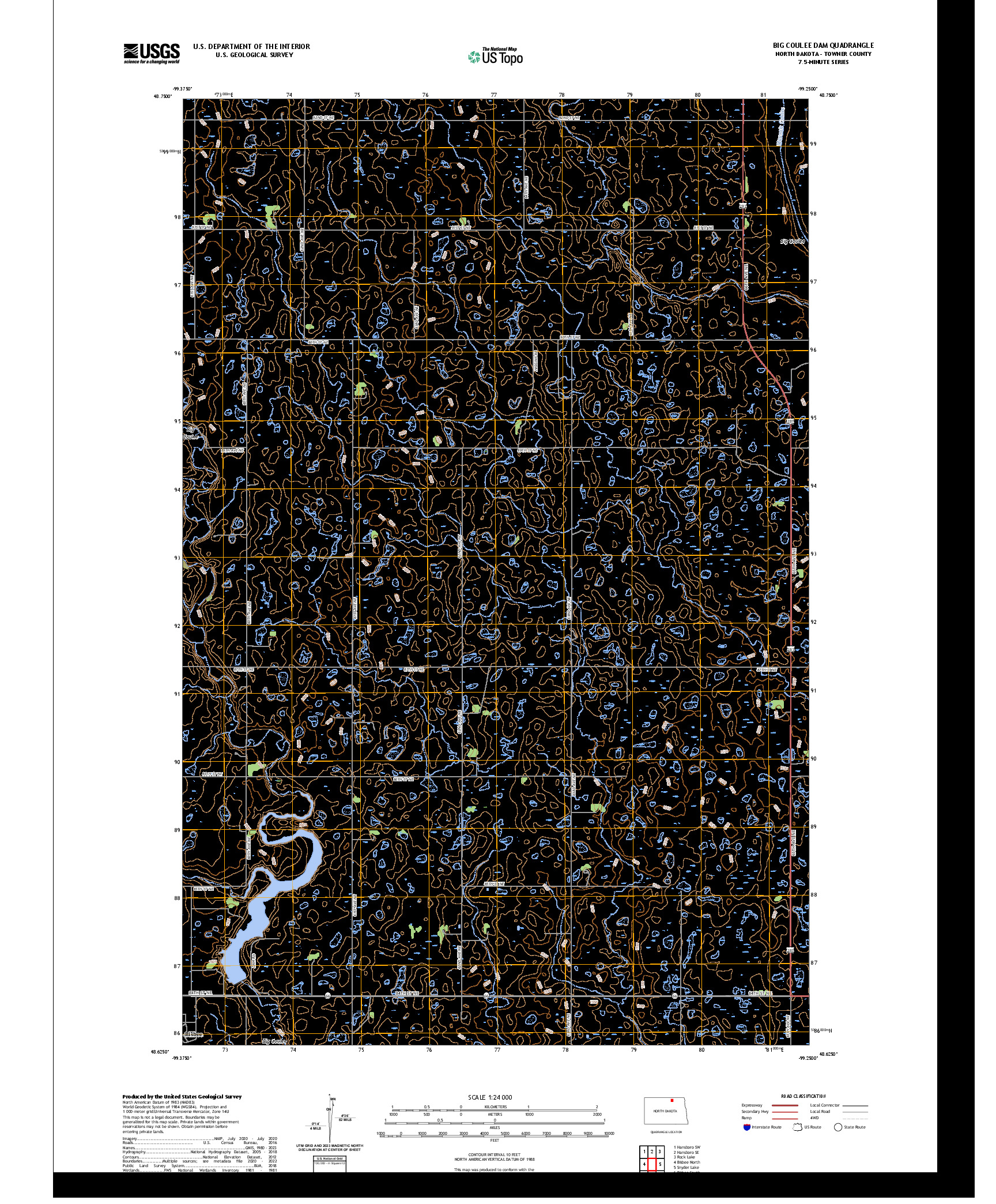 US TOPO 7.5-MINUTE MAP FOR BIG COULEE DAM, ND