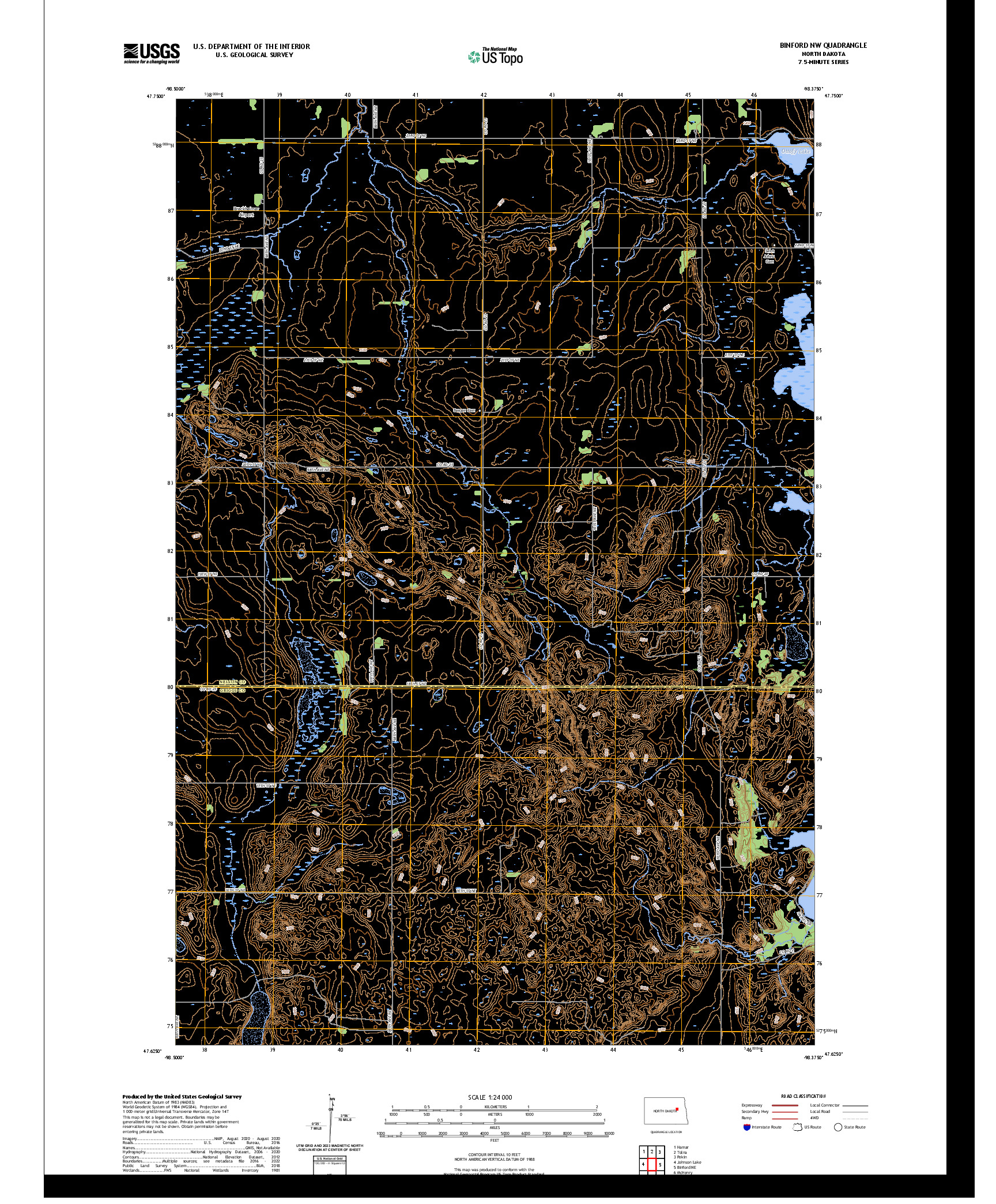 US TOPO 7.5-MINUTE MAP FOR BINFORD NW, ND