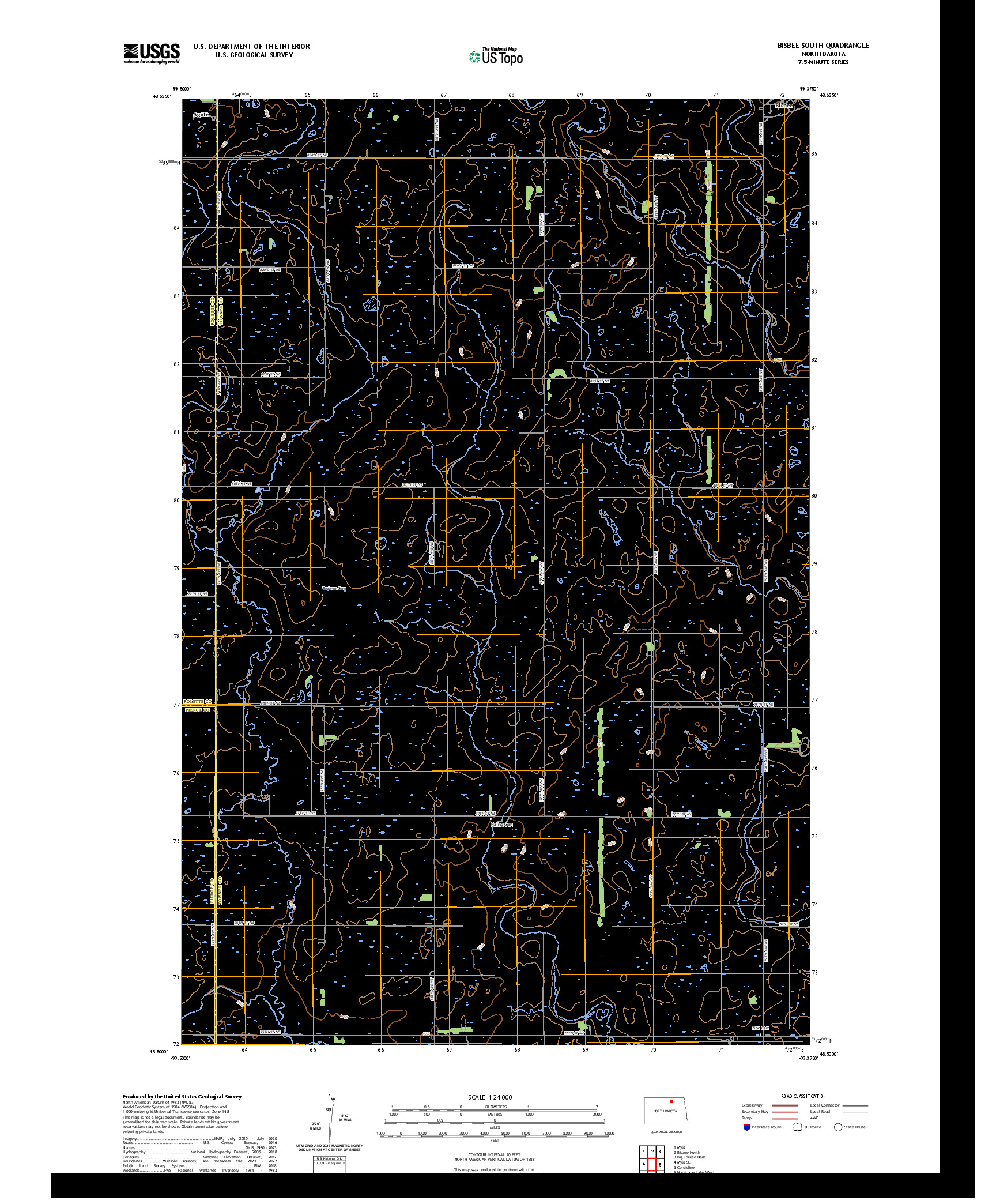 US TOPO 7.5-MINUTE MAP FOR BISBEE SOUTH, ND