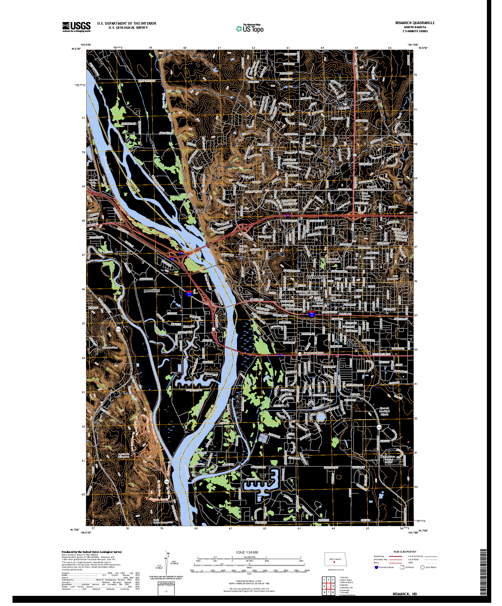US TOPO 7.5-MINUTE MAP FOR BISMARCK, ND