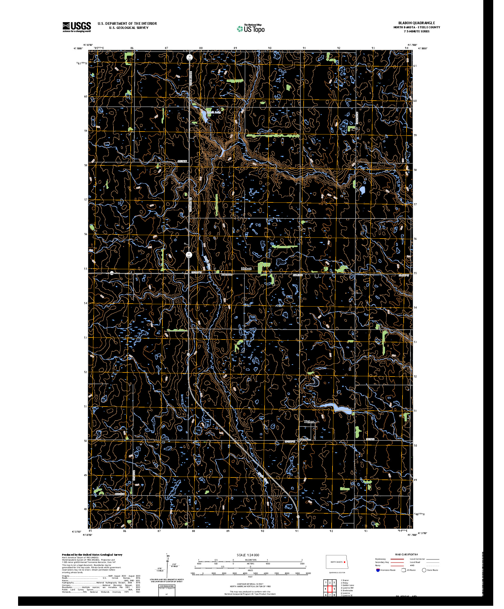 US TOPO 7.5-MINUTE MAP FOR BLABON, ND