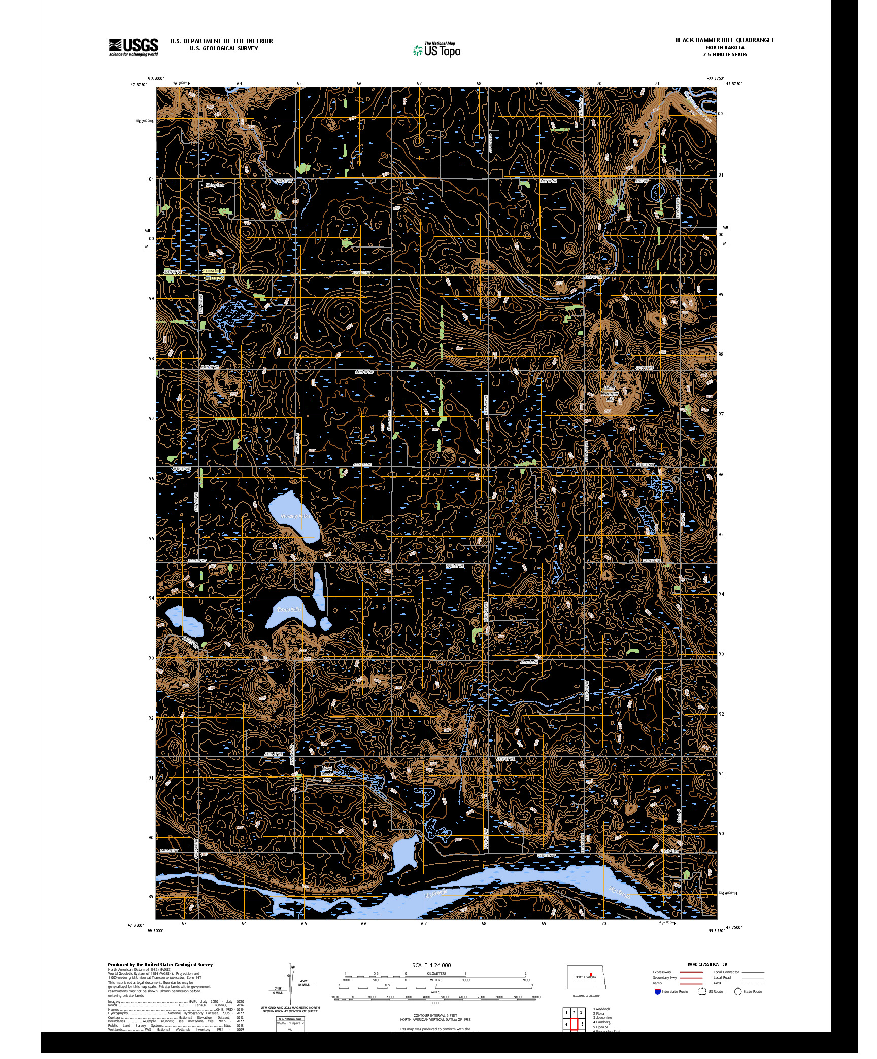 US TOPO 7.5-MINUTE MAP FOR BLACK HAMMER HILL, ND