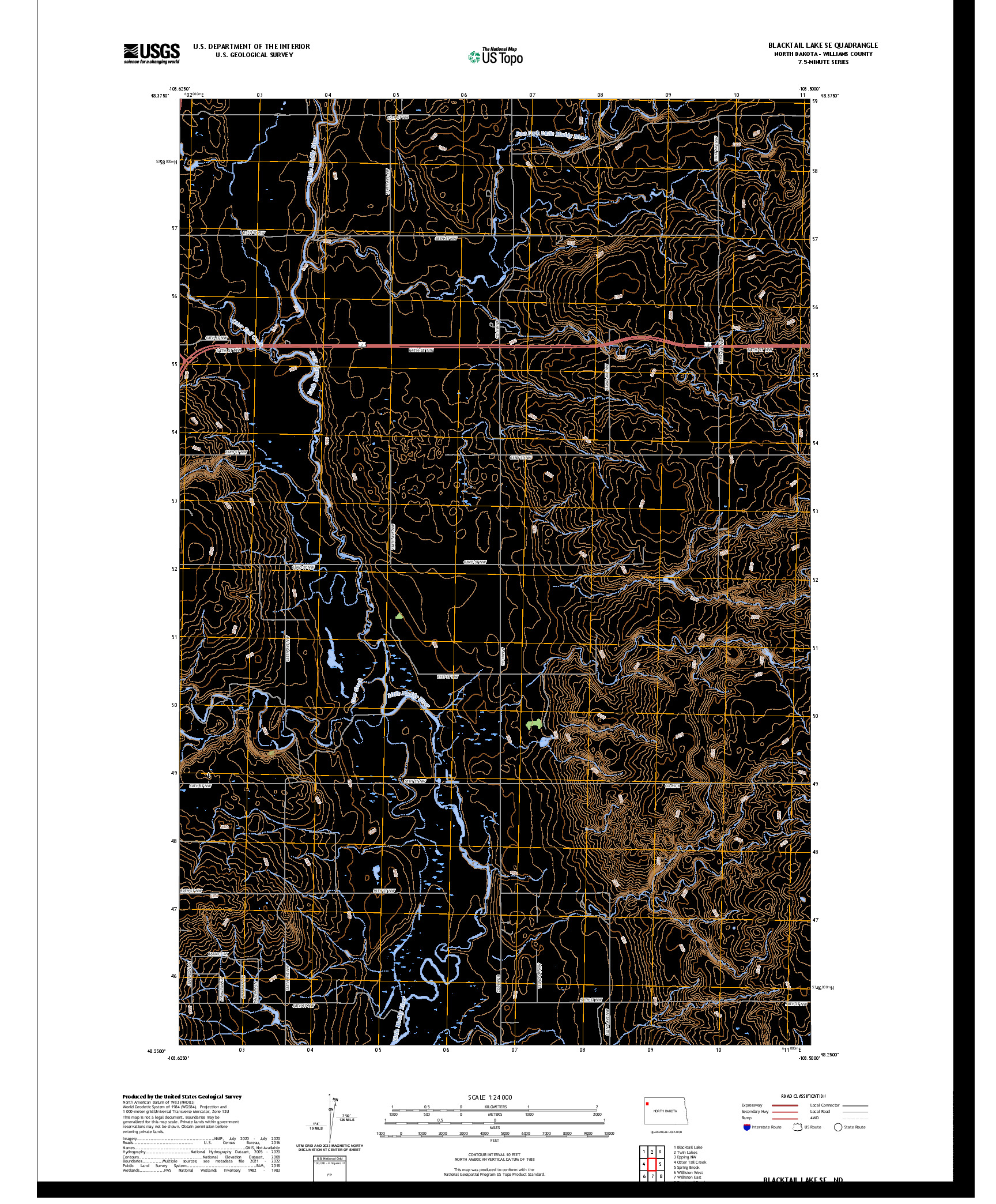 US TOPO 7.5-MINUTE MAP FOR BLACKTAIL LAKE SE, ND