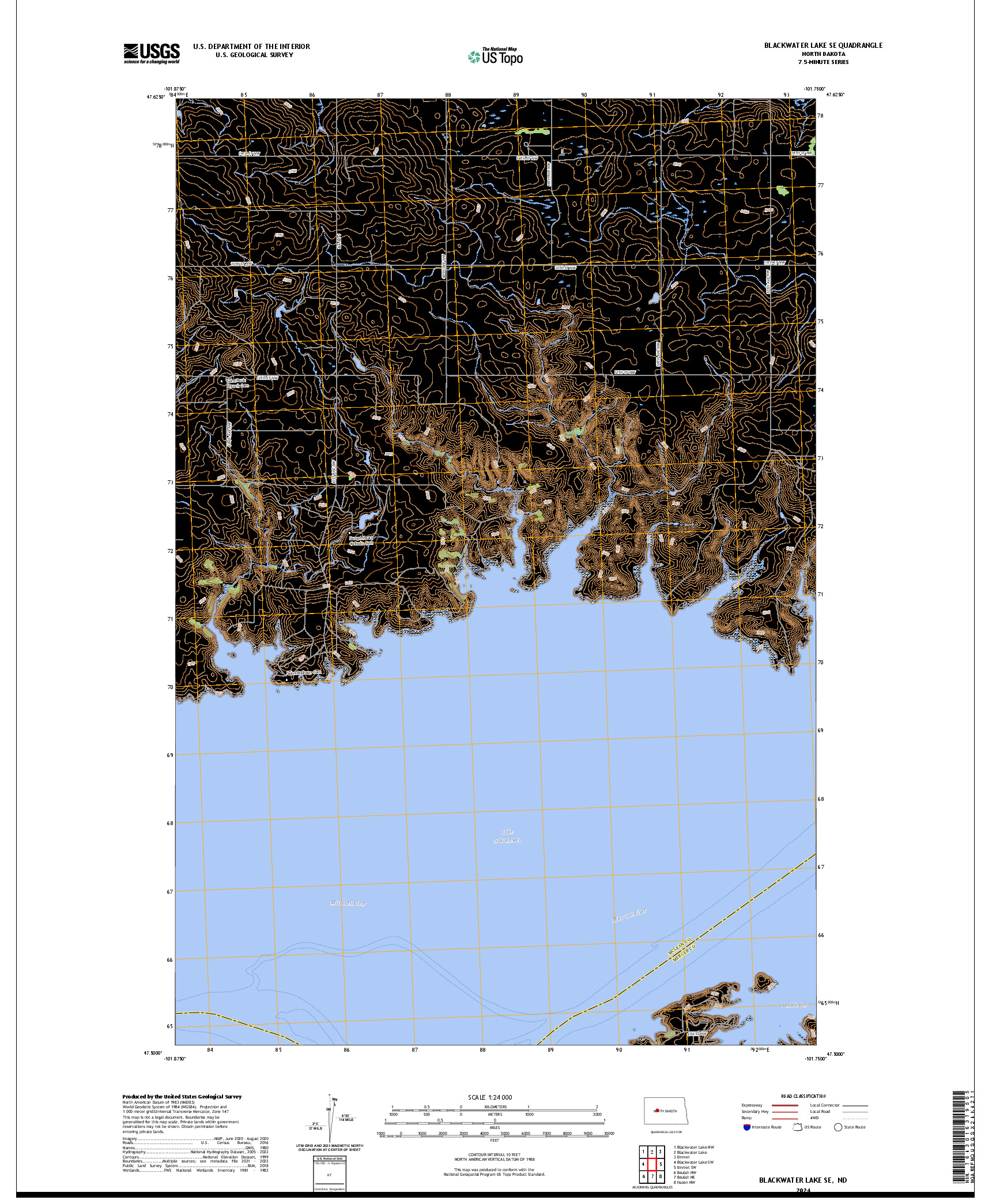 US TOPO 7.5-MINUTE MAP FOR BLACKWATER LAKE SE, ND