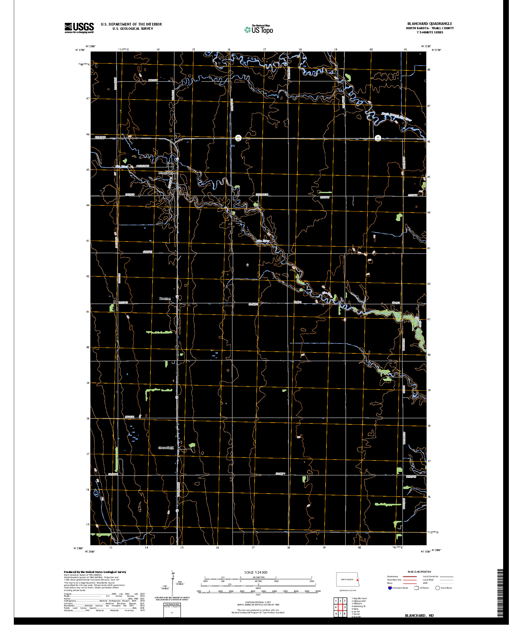 US TOPO 7.5-MINUTE MAP FOR BLANCHARD, ND