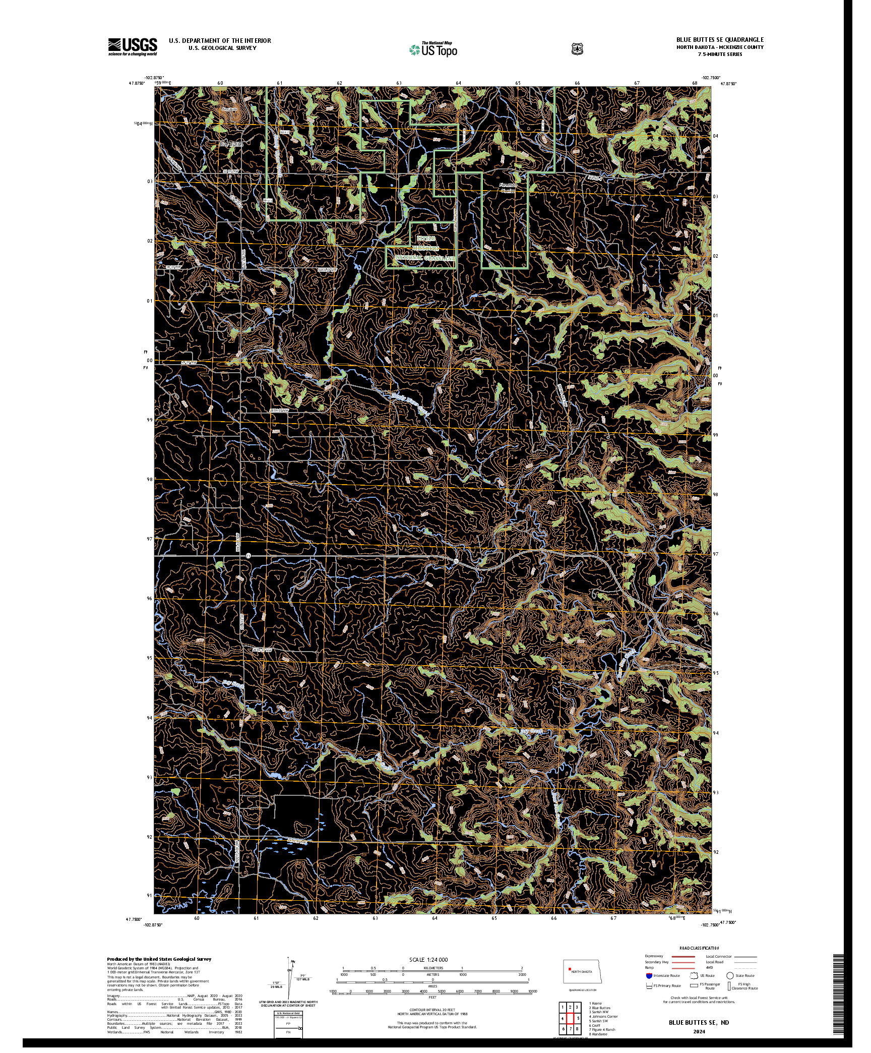US TOPO 7.5-MINUTE MAP FOR BLUE BUTTES SE, ND